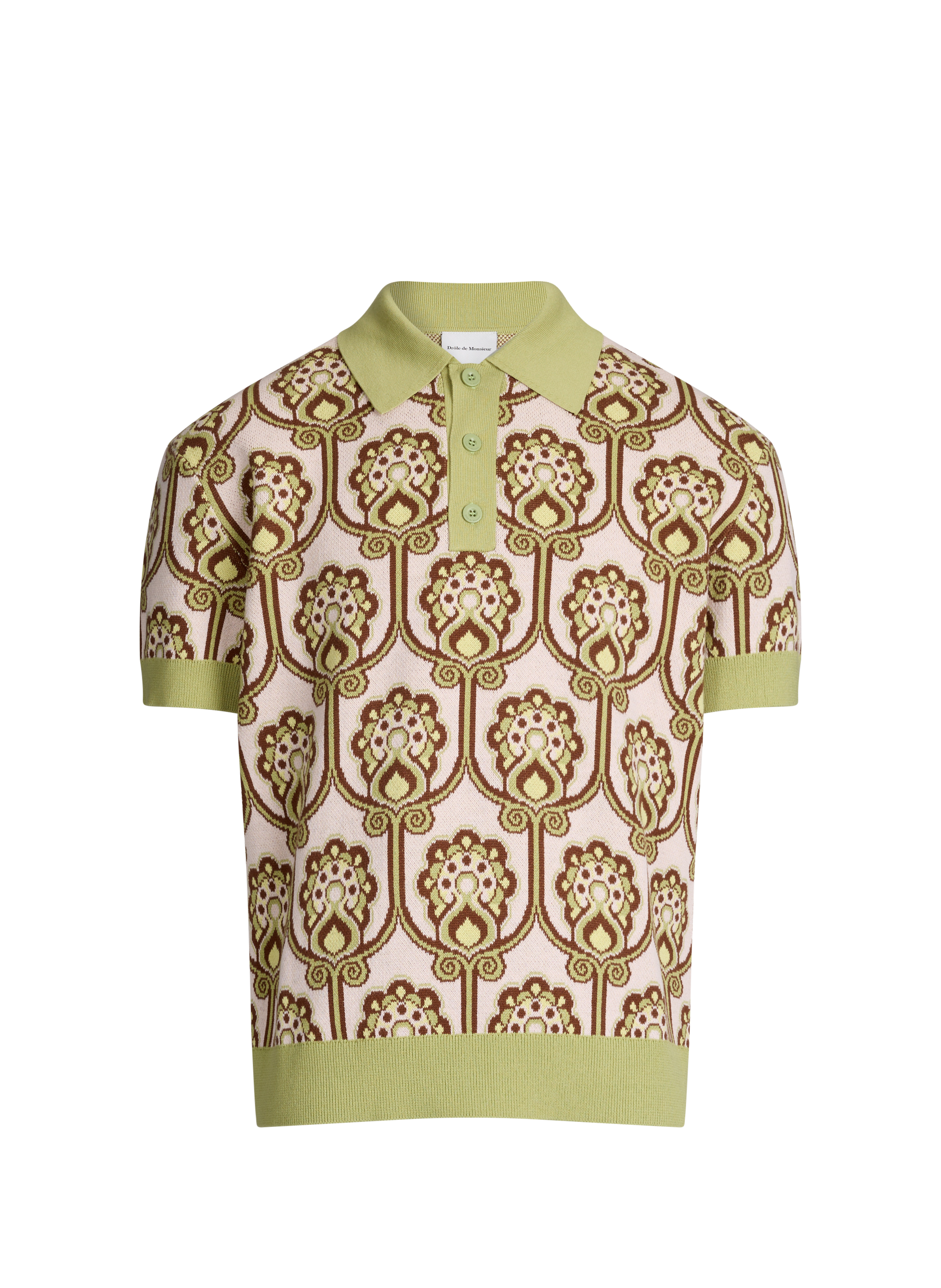 Short-sleeve printed cotton Polo shirt  DROLE DE MONSIEUR Pink