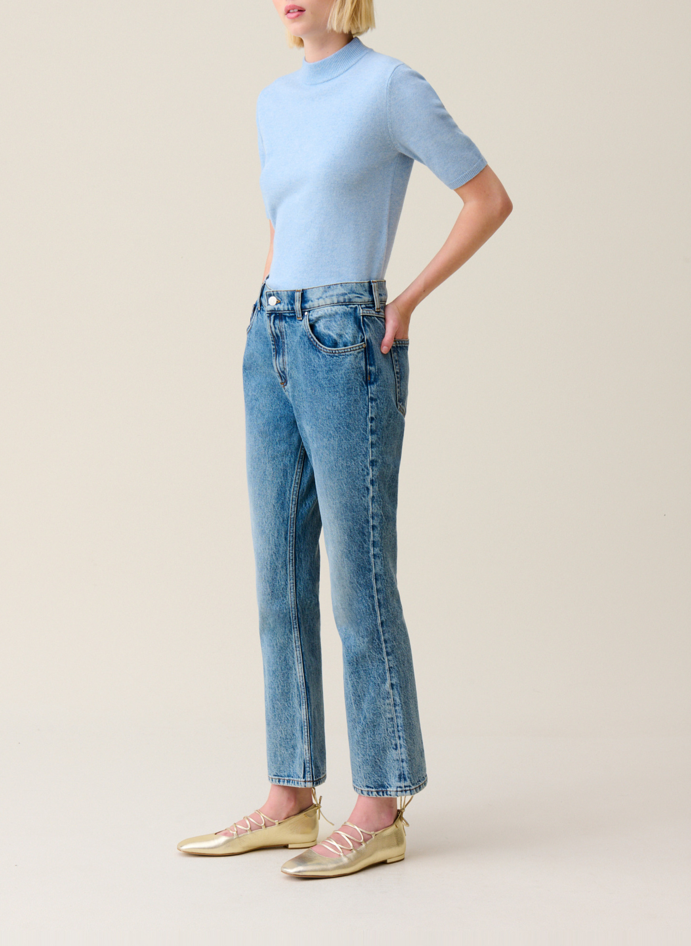 Jean flare en coton mélangé CLAUDIE PIERLOT Bleu