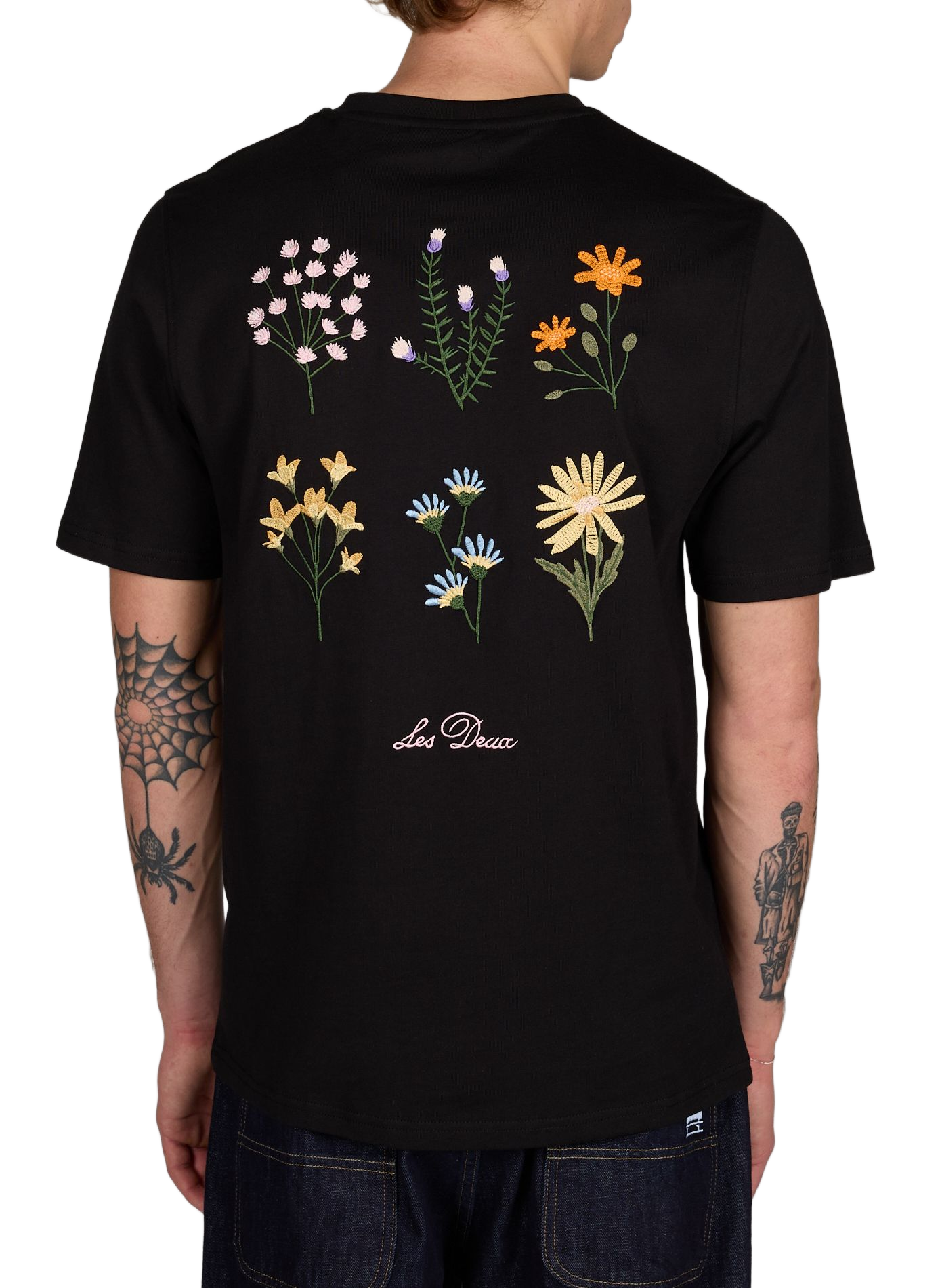 T-shirt brodé Wild Flower en coton LES DEUX Noir