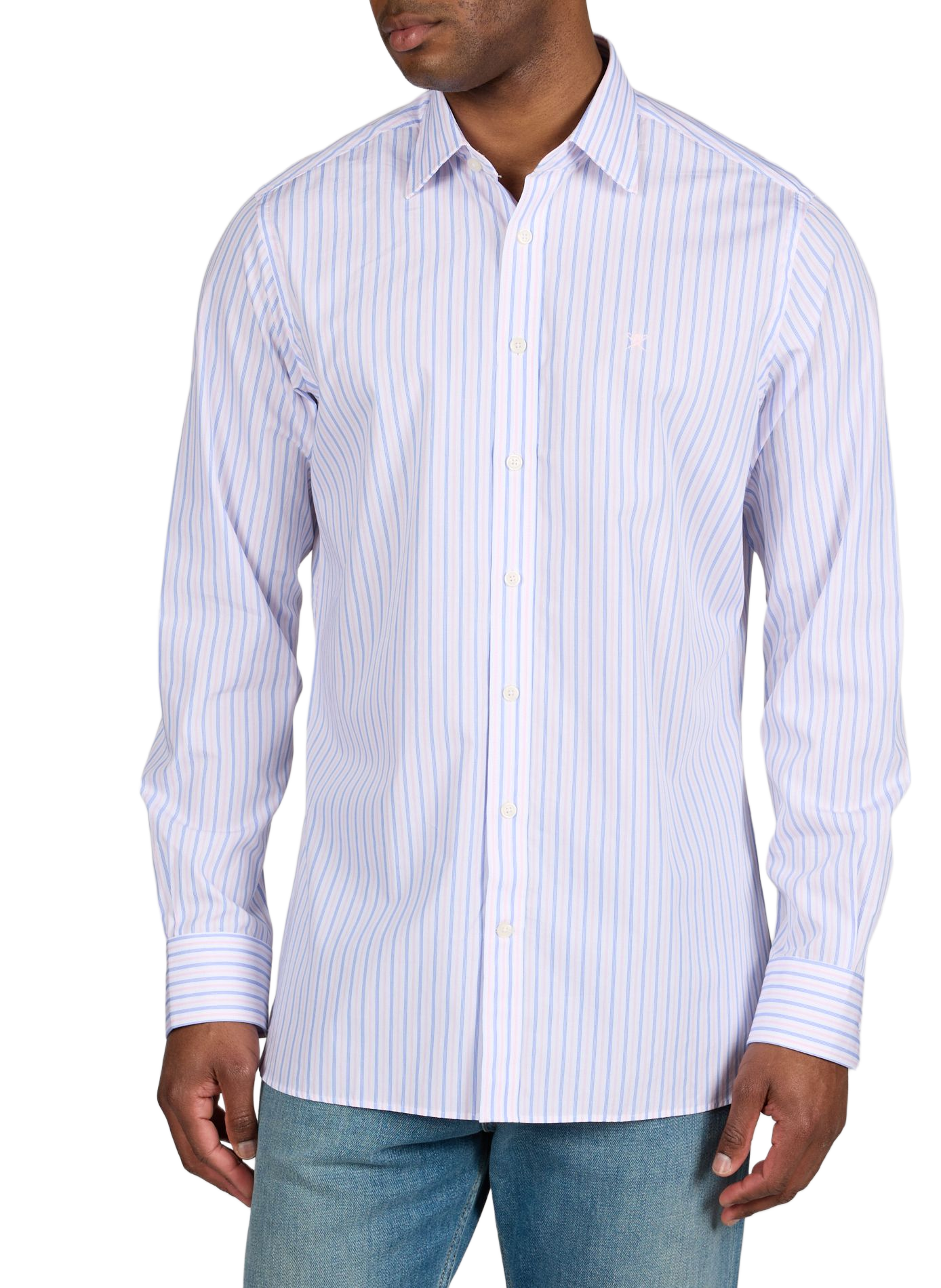 Chemise droite rayée en coton HACKETT Rose