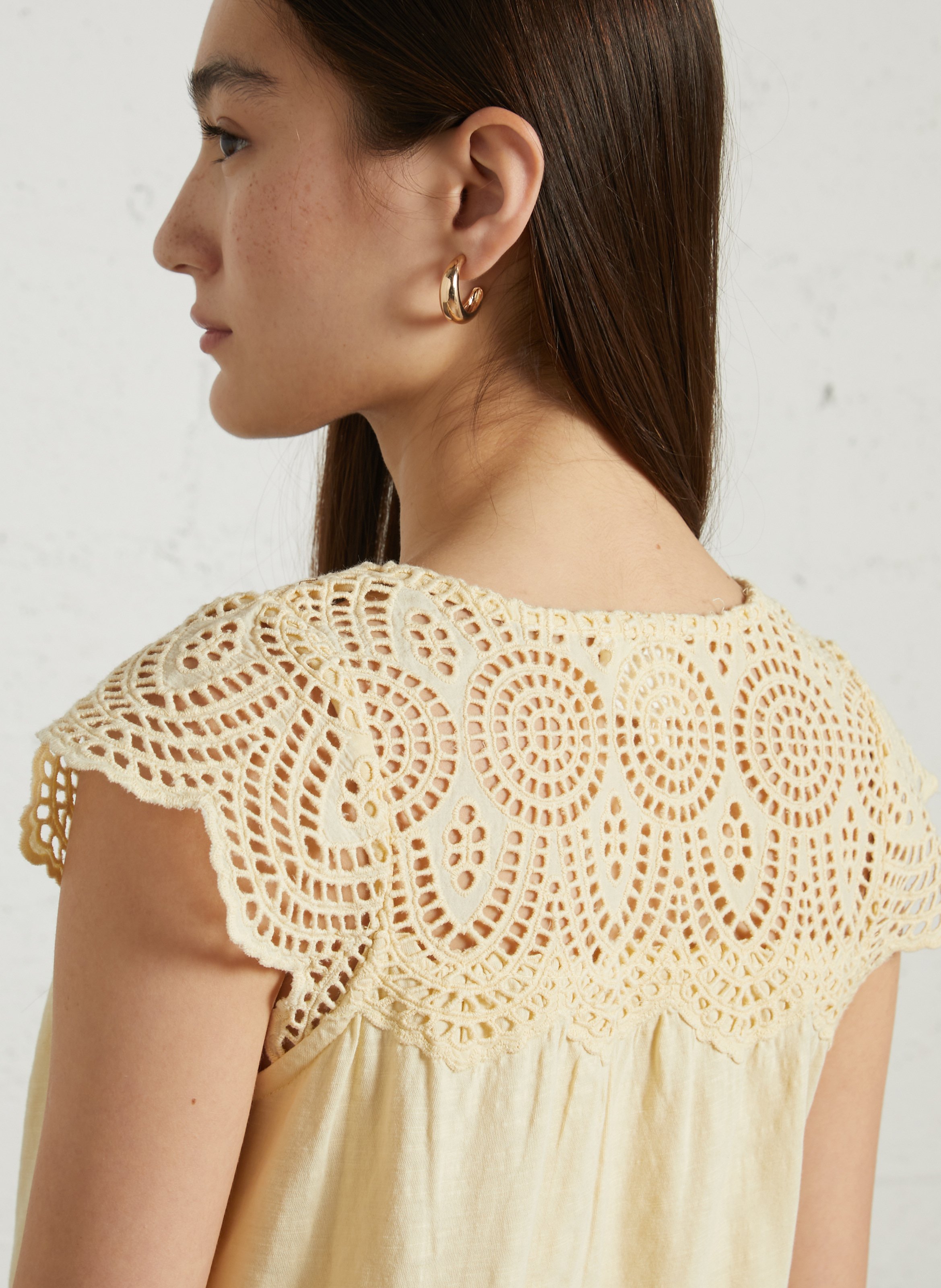 Top col v en coton lilou MAISON 123 Jaune