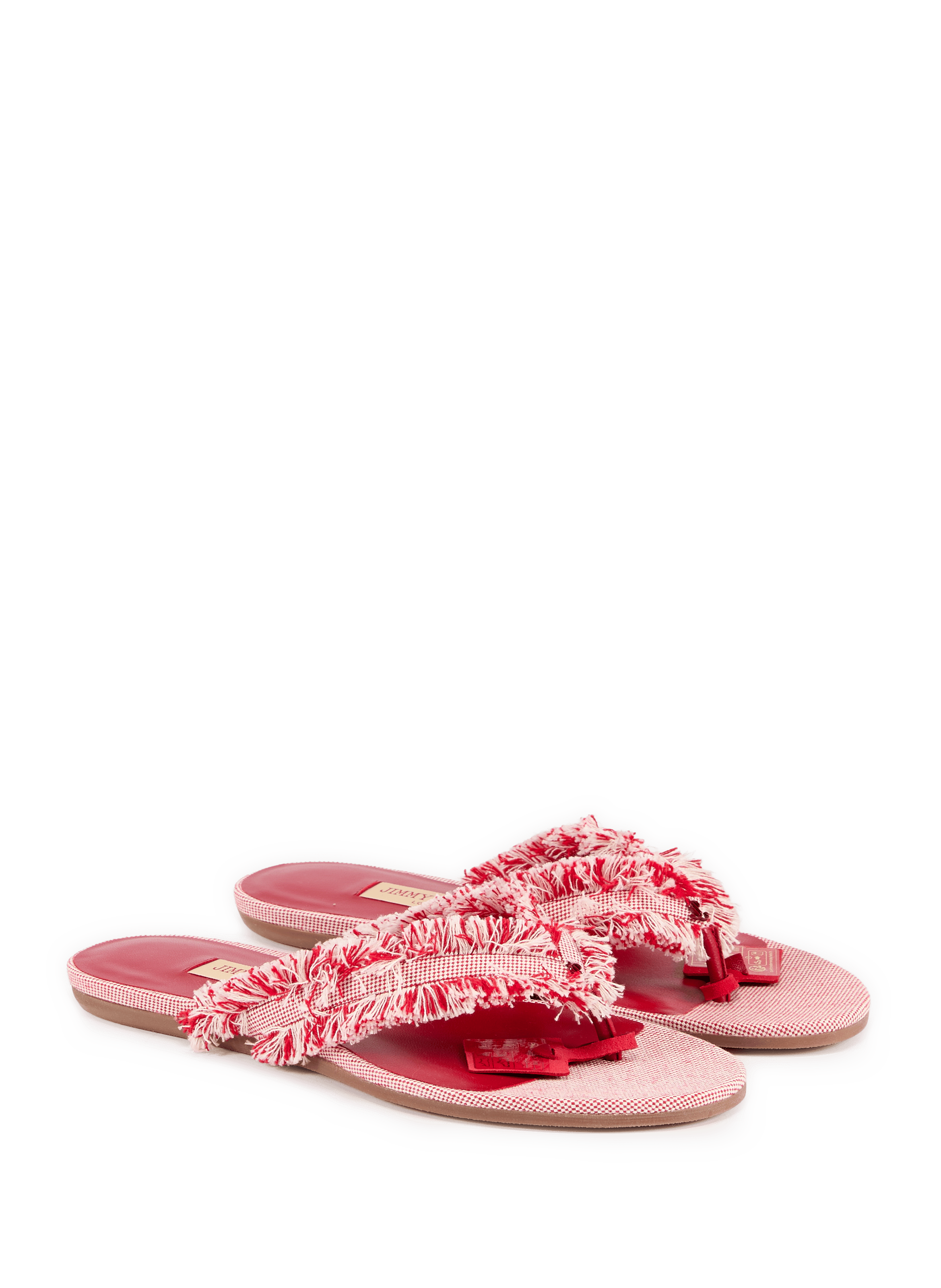 Bay Flat soft frayed canvas flat sandals JIMMY CHOO Red