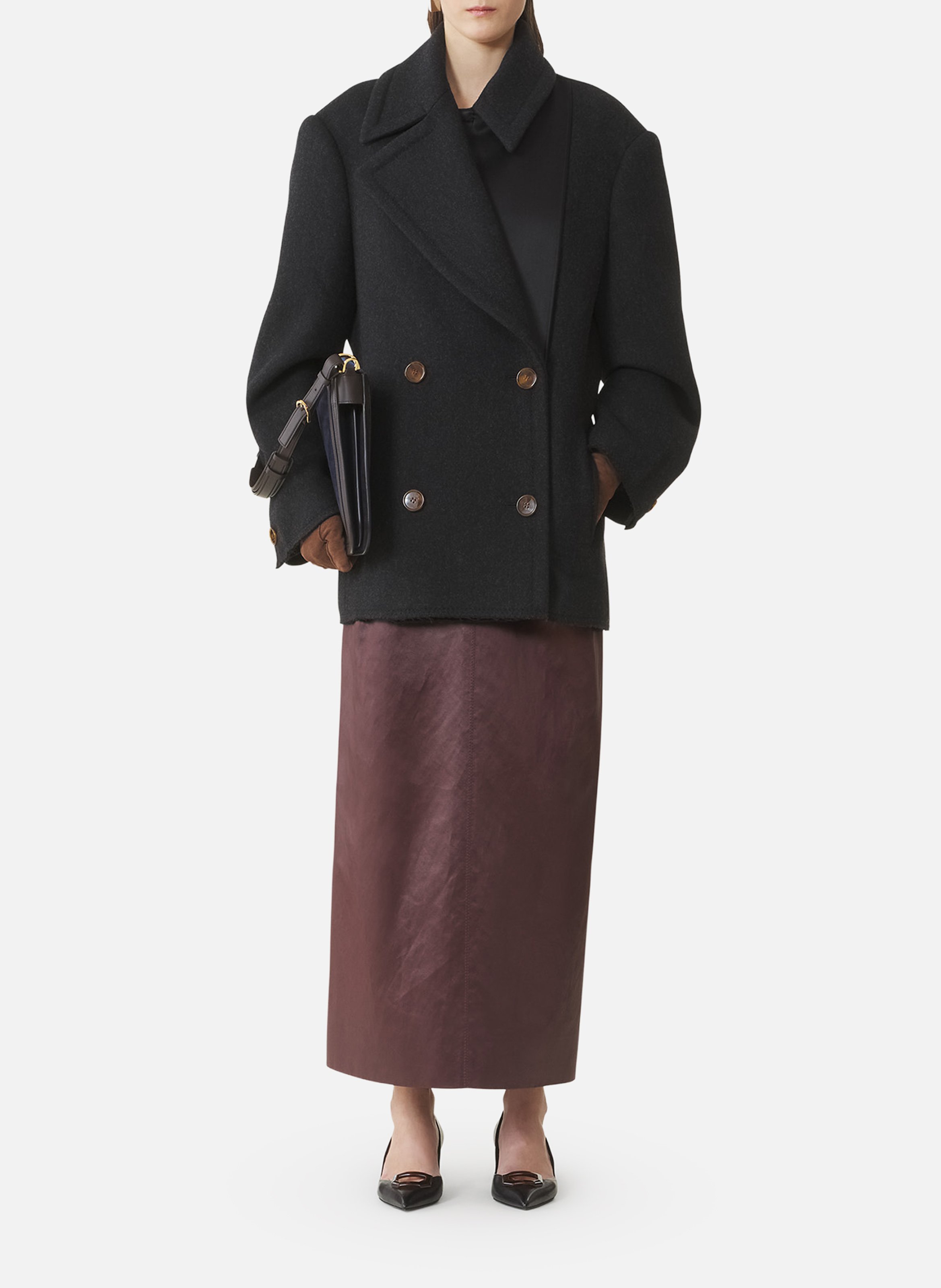 Caban court en laine LANVIN Noir