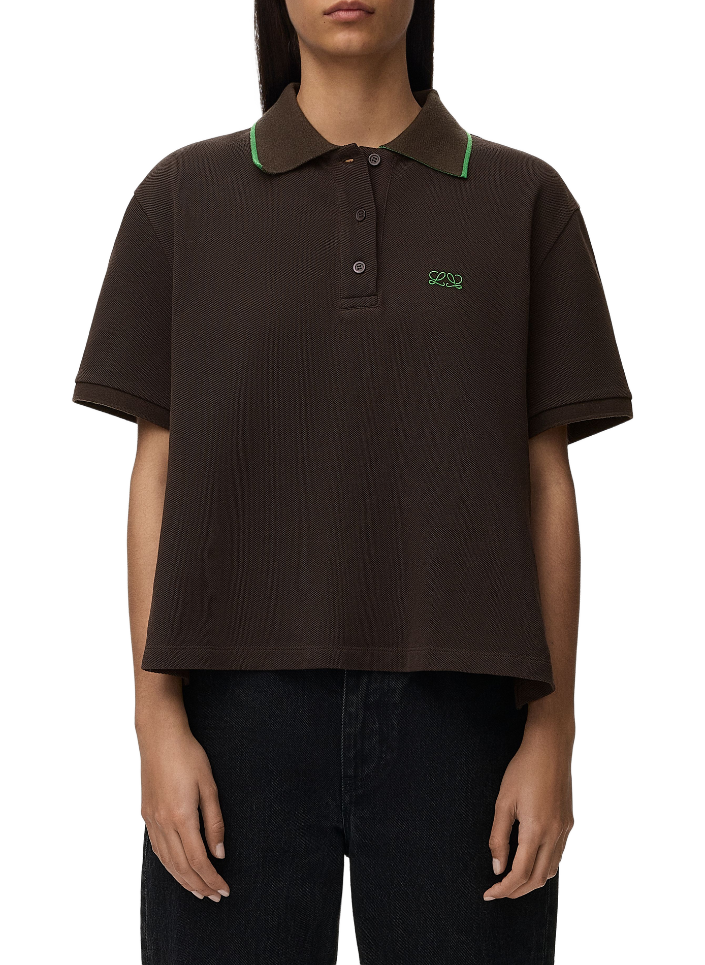 A-line cotton polo LOEWE Brown