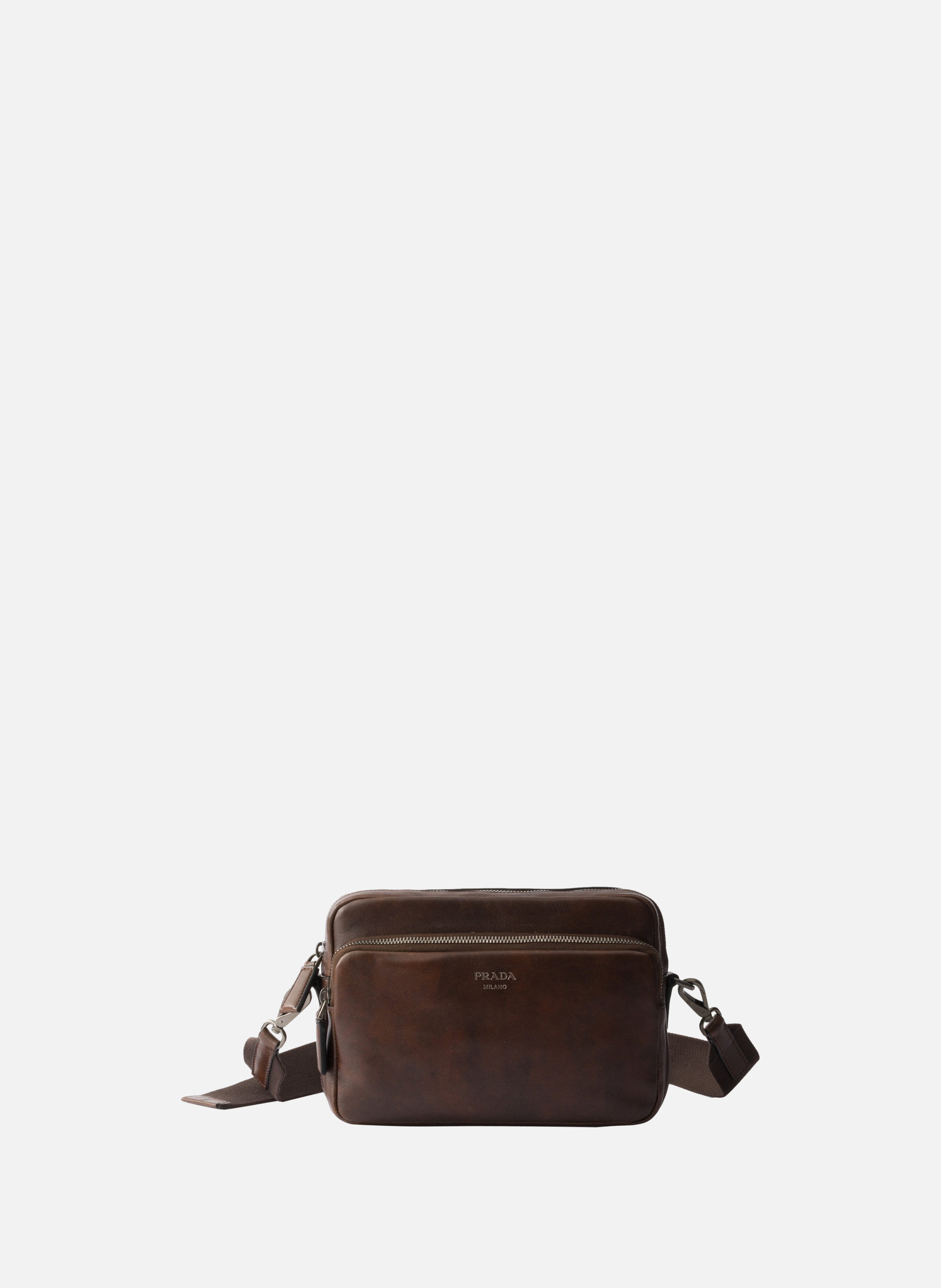 Sac à bandoulière en cuir PRADA Marron