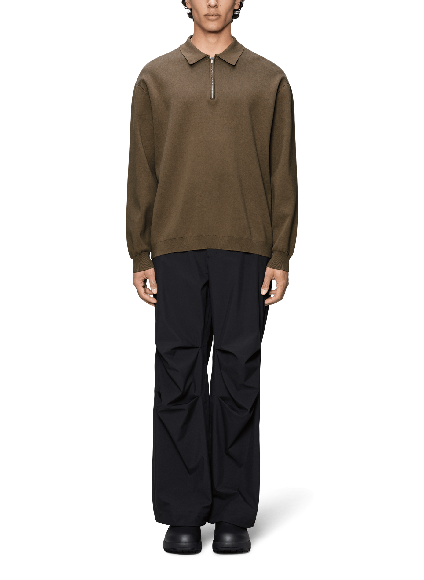 Loose fit cotton polo RAINS Brown