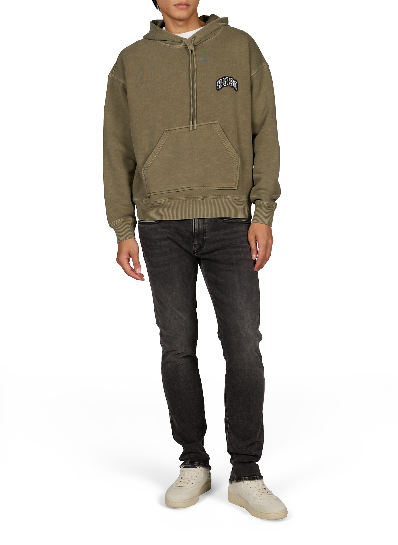 Sweatchirt droit à capuche en coton HUGO BLUE Vert