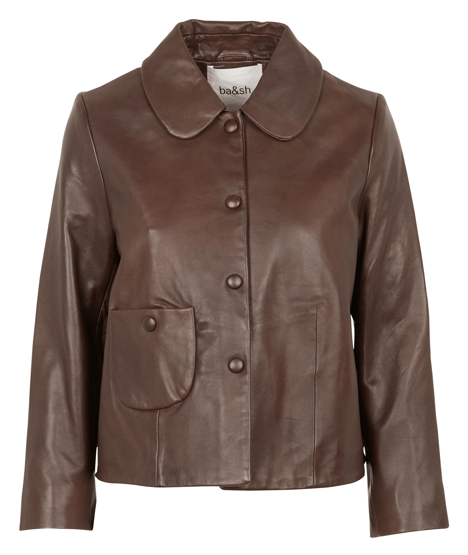 Veste col claudine en cuir milos BA&SH Marron