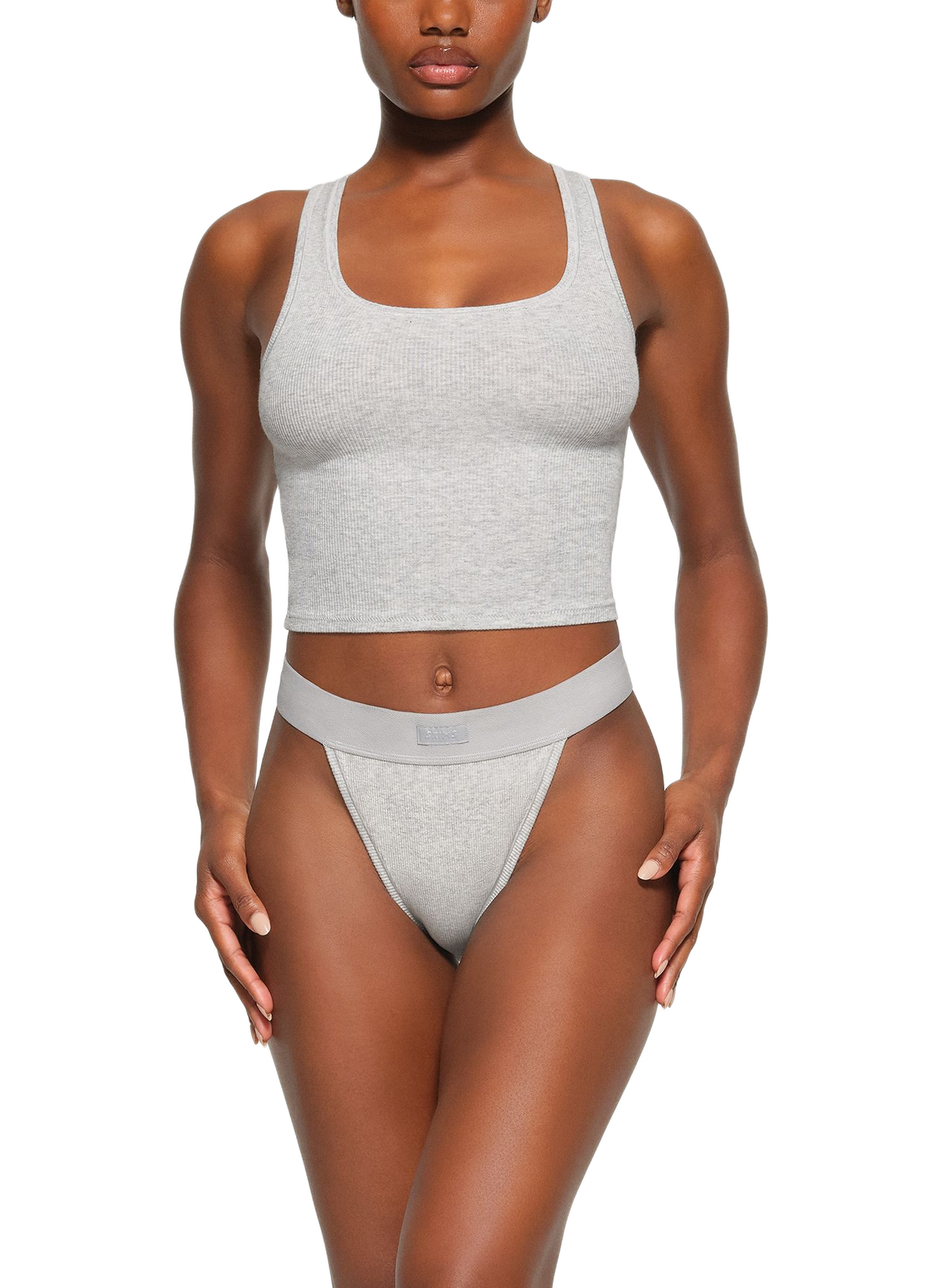 Ribbed cotton blend short. SKIMS Grey