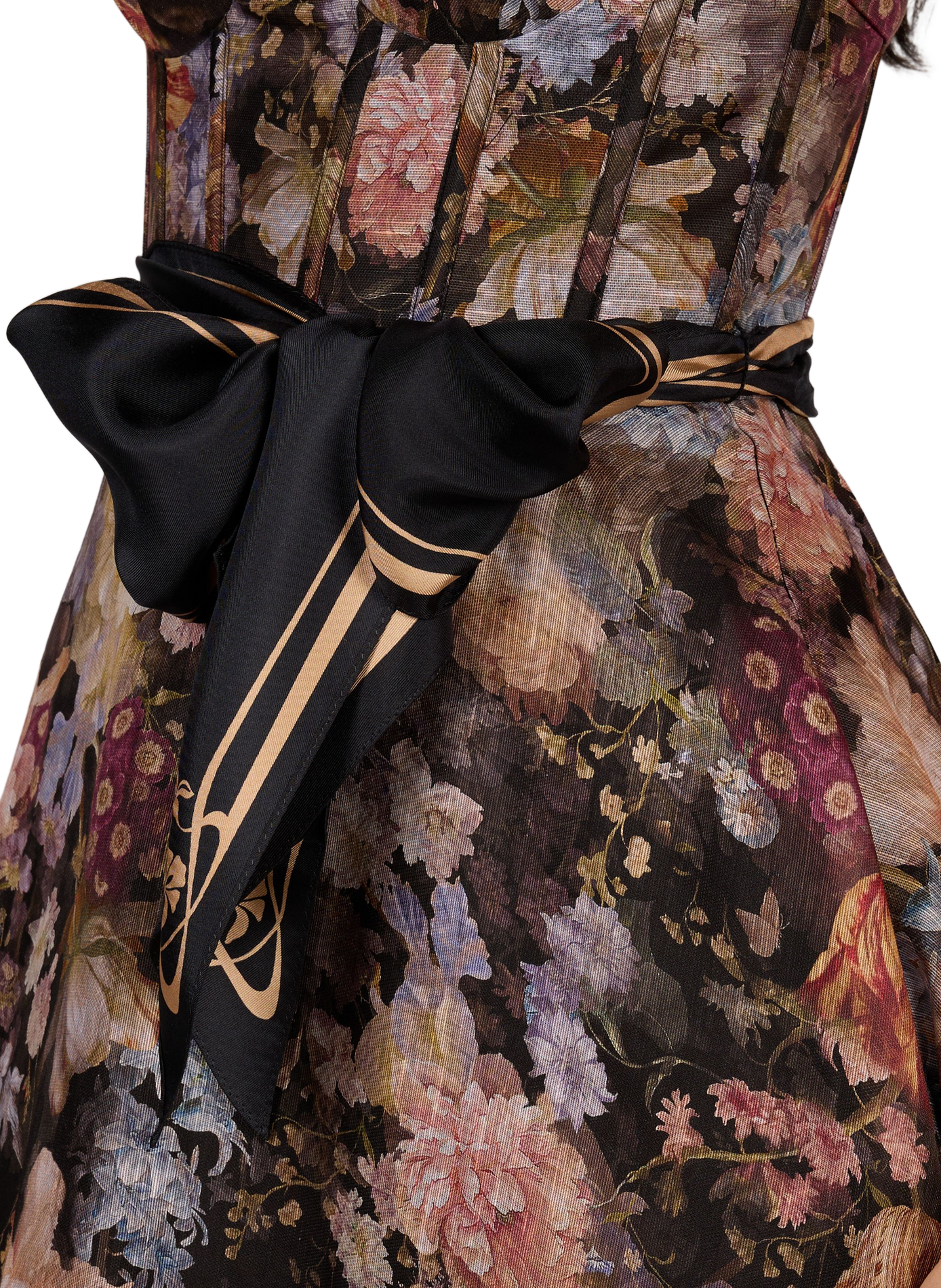 Robe corset imprimée fleuri ZIMMERMANN Noir