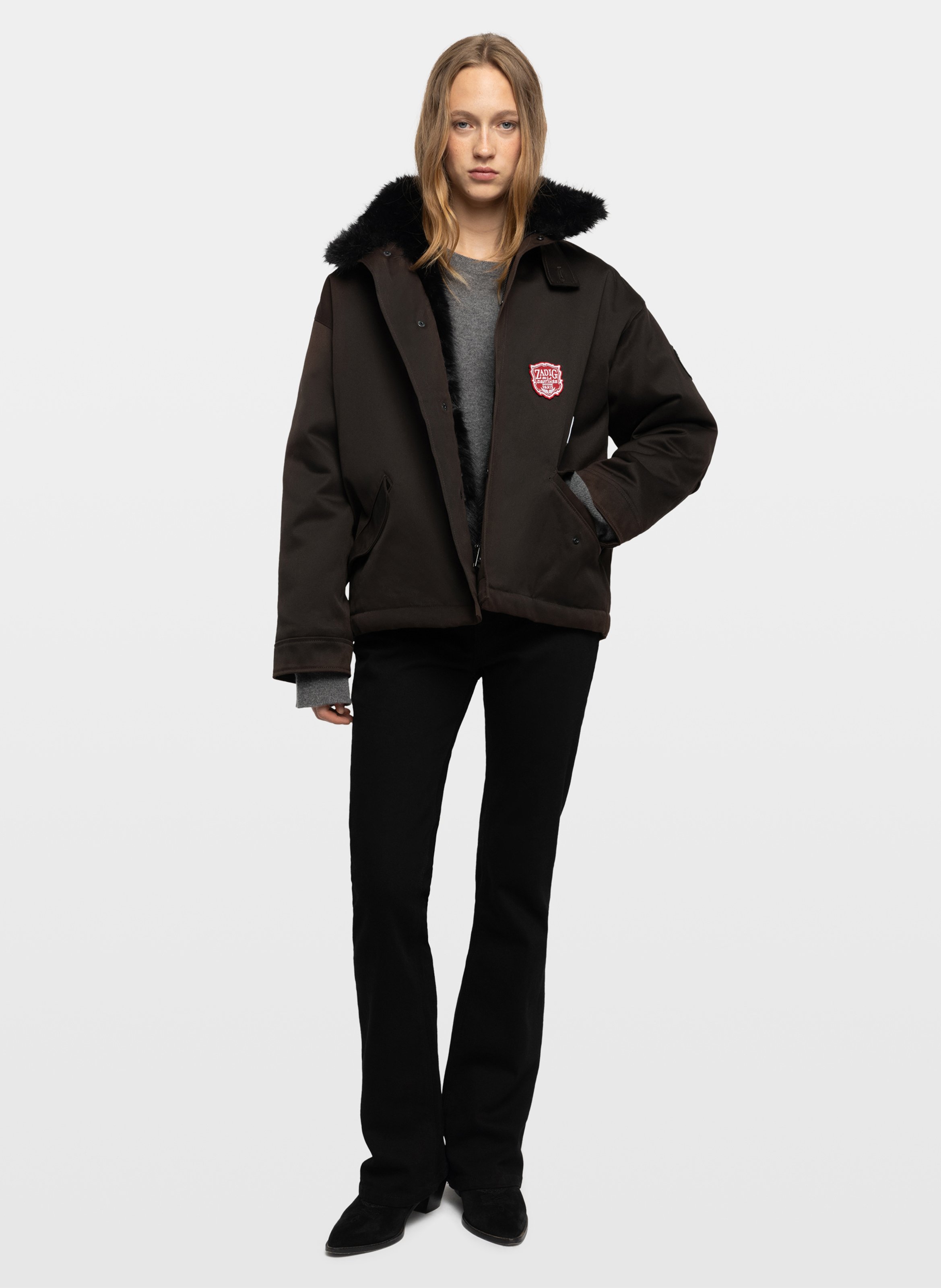 Jas met mantel kraag van kadris-katoen ZADIG&VOLTAIRE Bruin