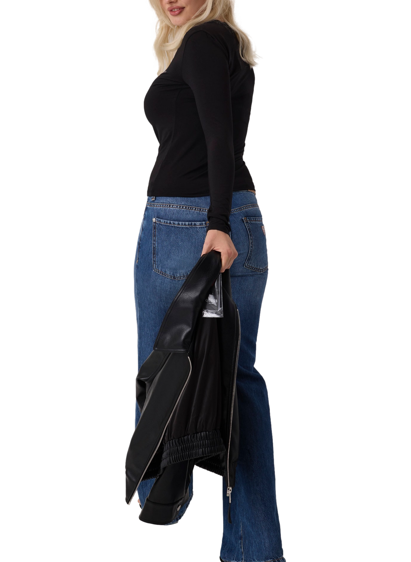 Fitted long-sleeved New Ls T-shirt GUESS Black