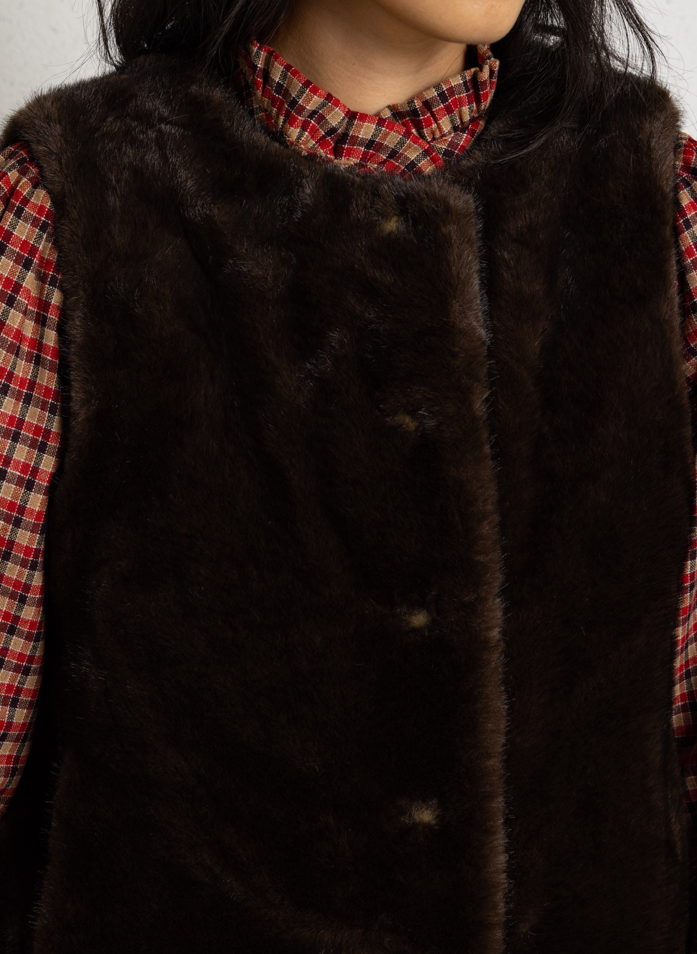 Veste sans manches droite effet fourrure brooklyn MAISON 123 Marron