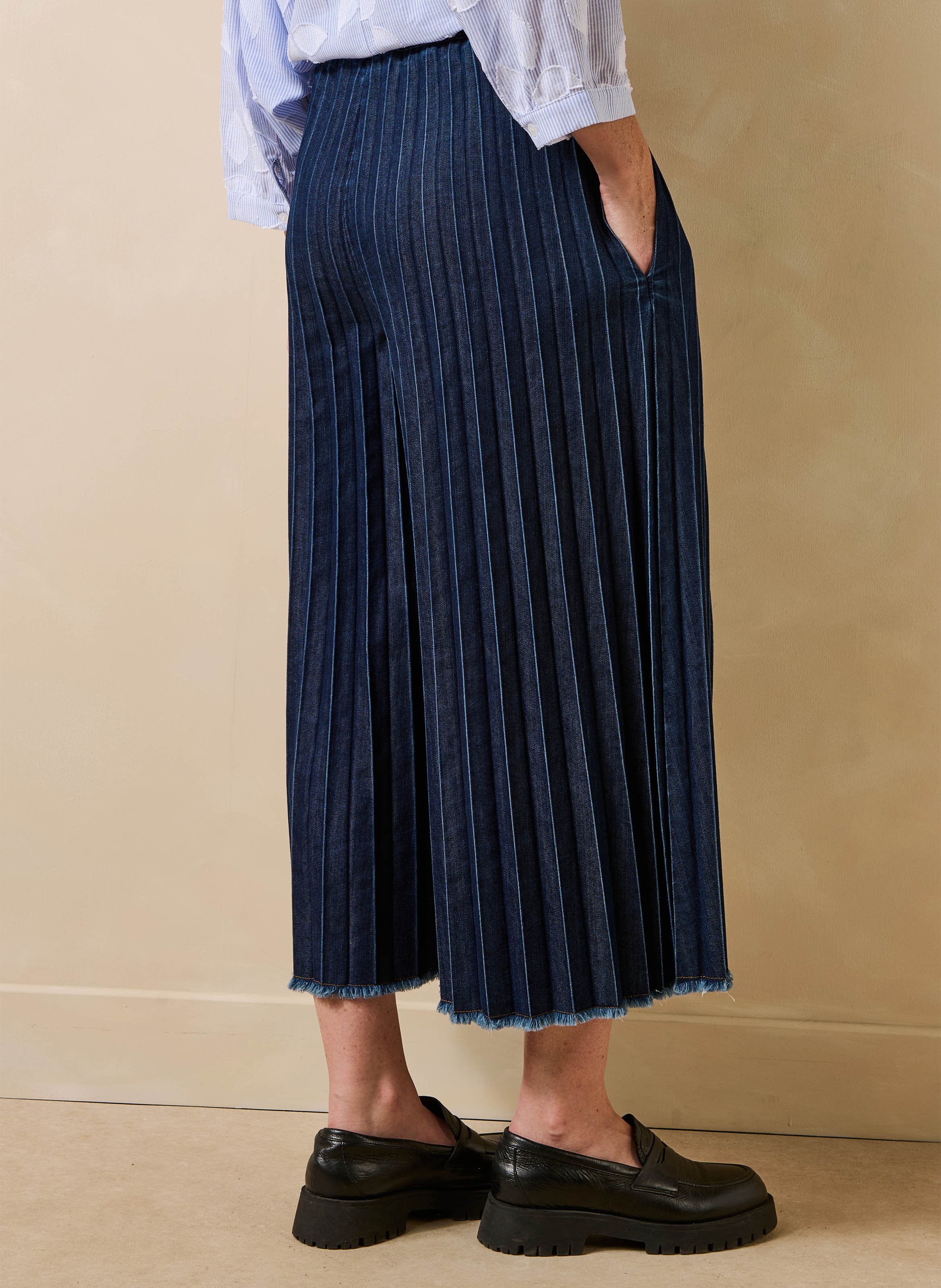 Wijde denim broek LA FEE MARABOUTEE Blauw