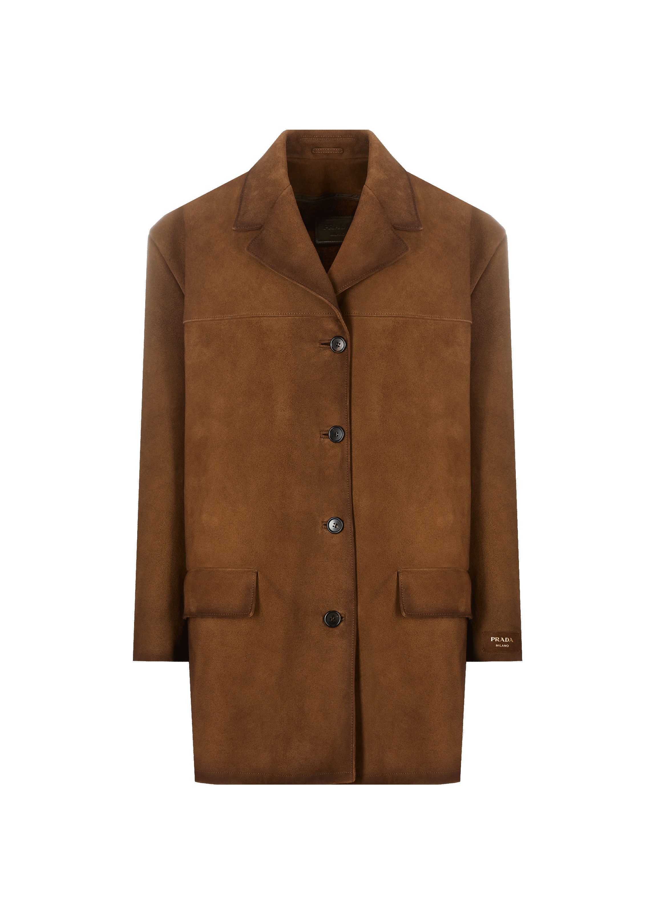 PRADA Manteau en cuir d'agneau Marron