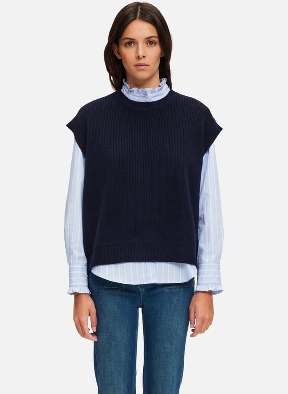 Pull sans manche à côtes - joely Bleu by PABLO PABLO Pull sans manche à côtes - joely Bleu