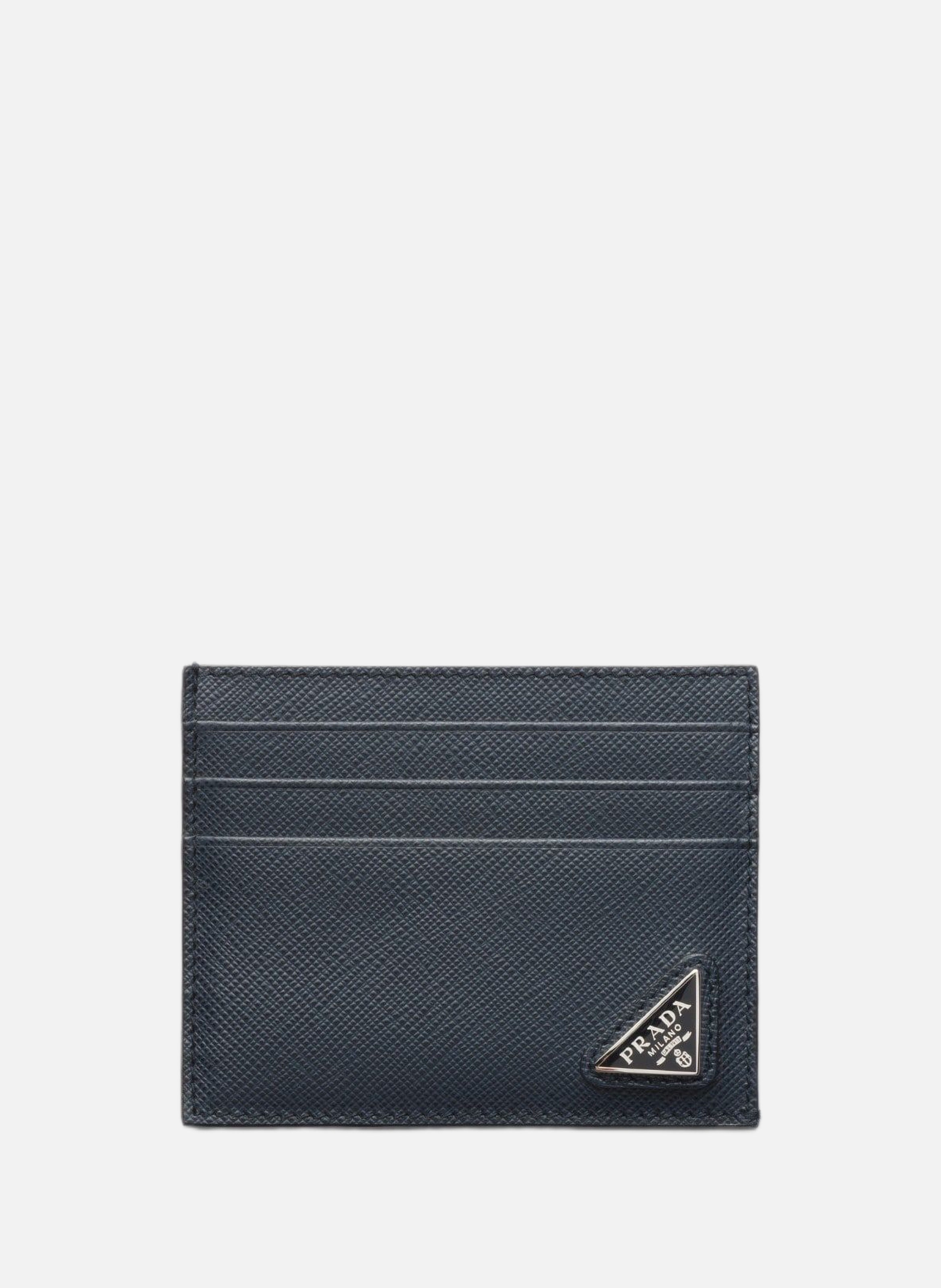 Porte-cartes en cuir saffiano PRADA Bleu