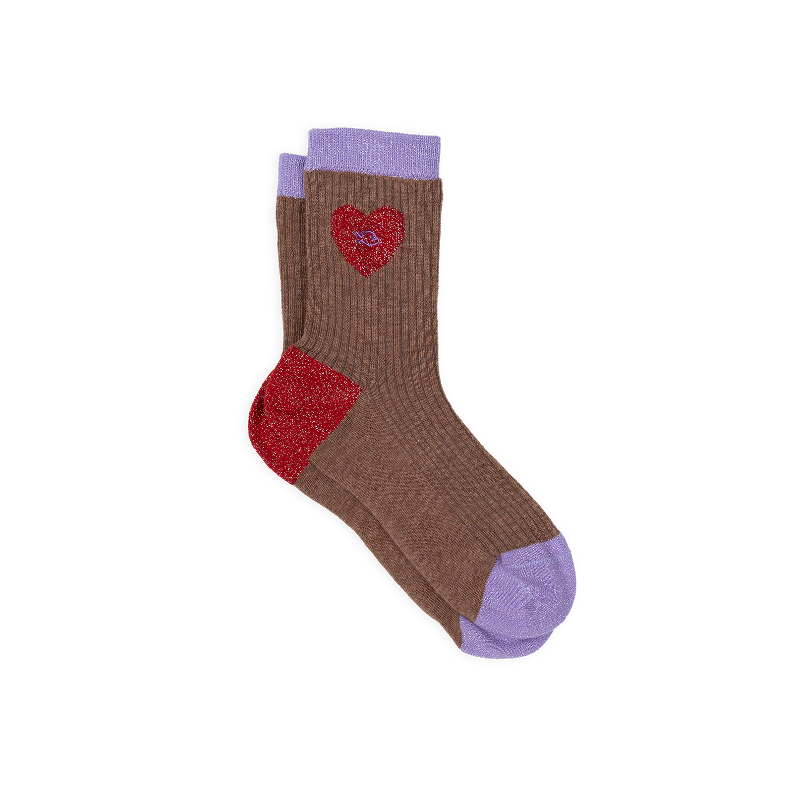 Chaussettes en coton peigné coeur BILLYBELT Marron