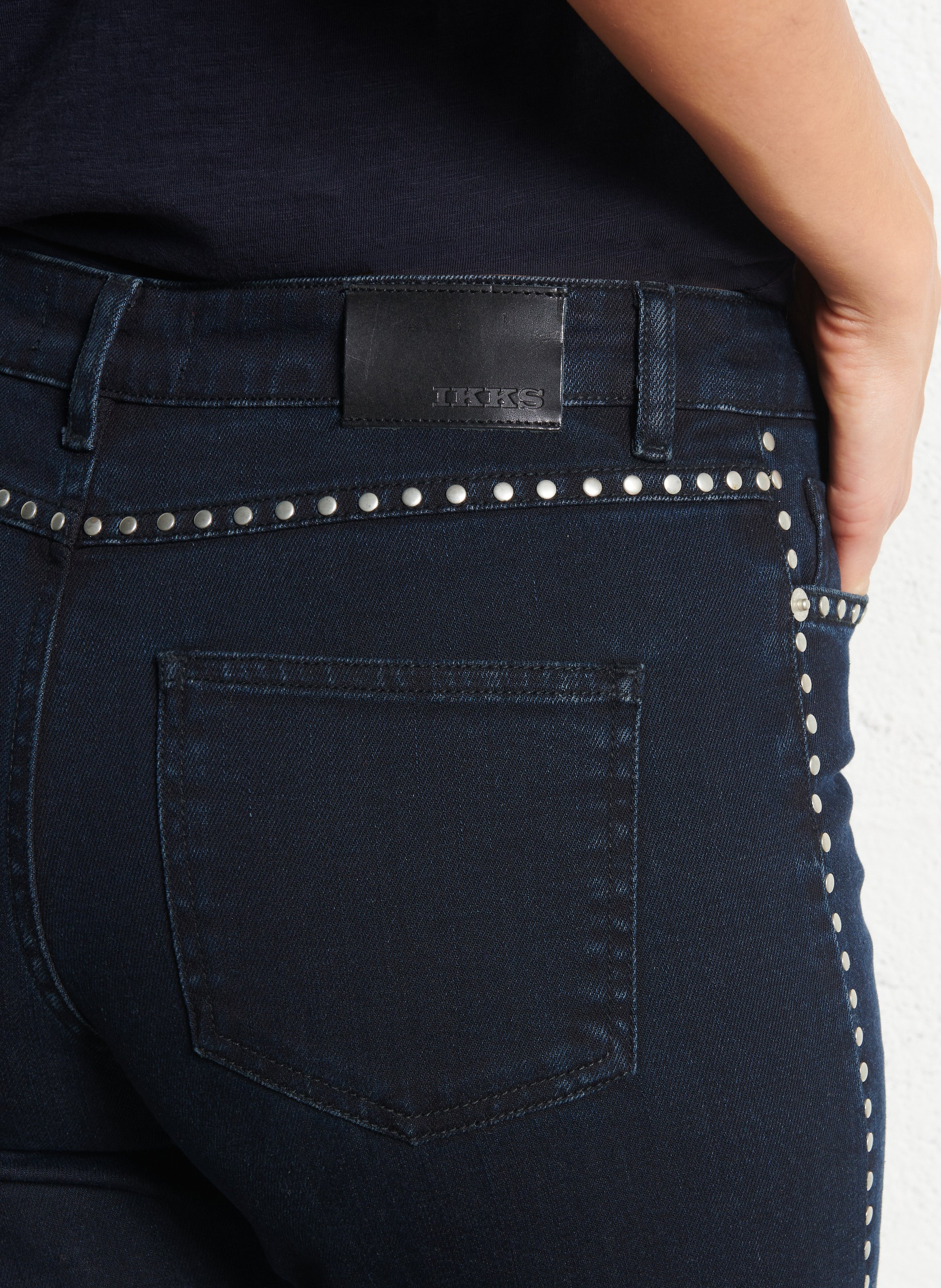 Jean droit uni à détails studs janis IKKS Bleu