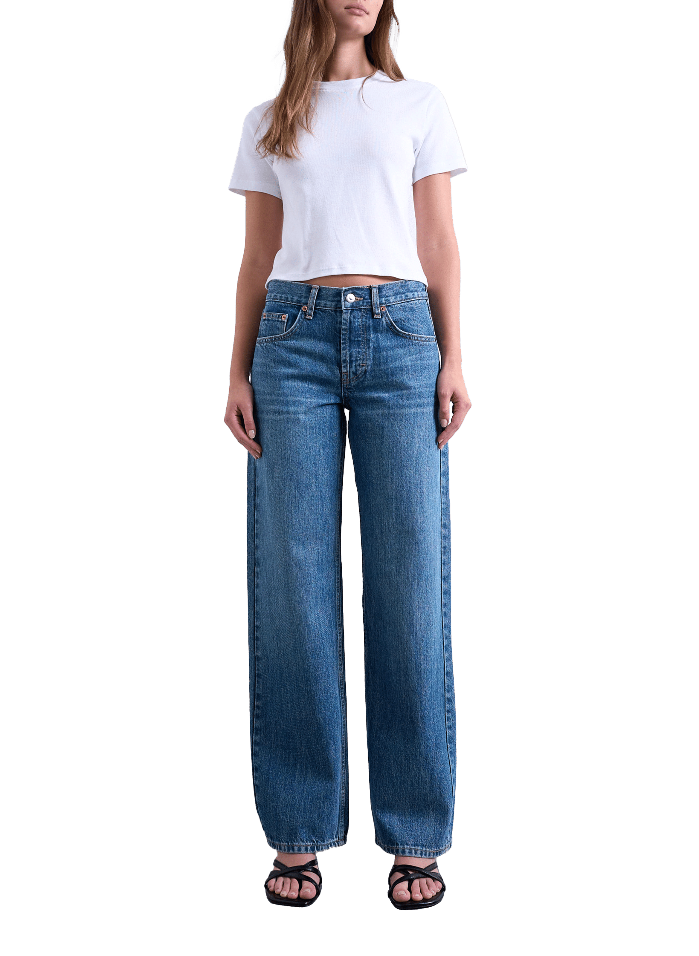 Jean cinq poches en coton TOPSHOP Bleu