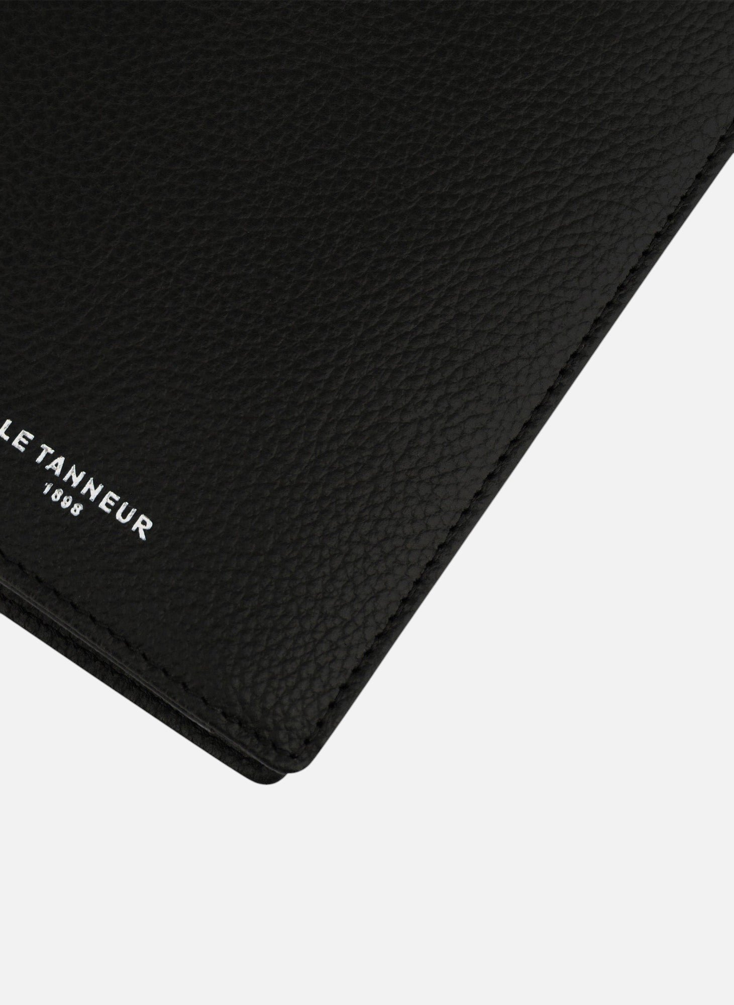 Portefeuille vertical zippé 2 volets emile en cuir grainé LE TANNEUR Noir