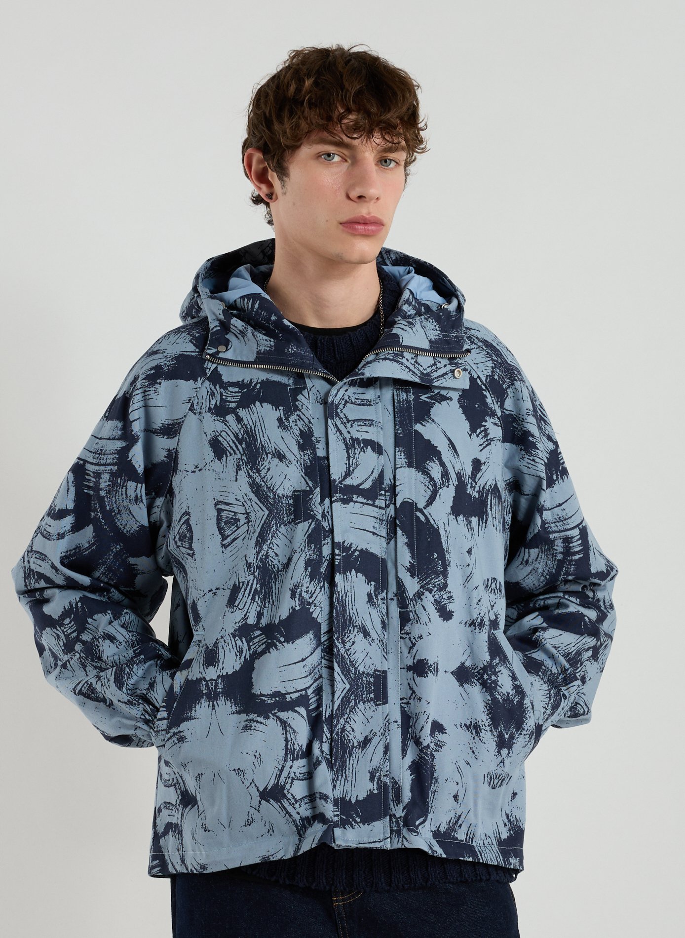 ARTE ANTWERP Veste ample imprimée en coton Bleu