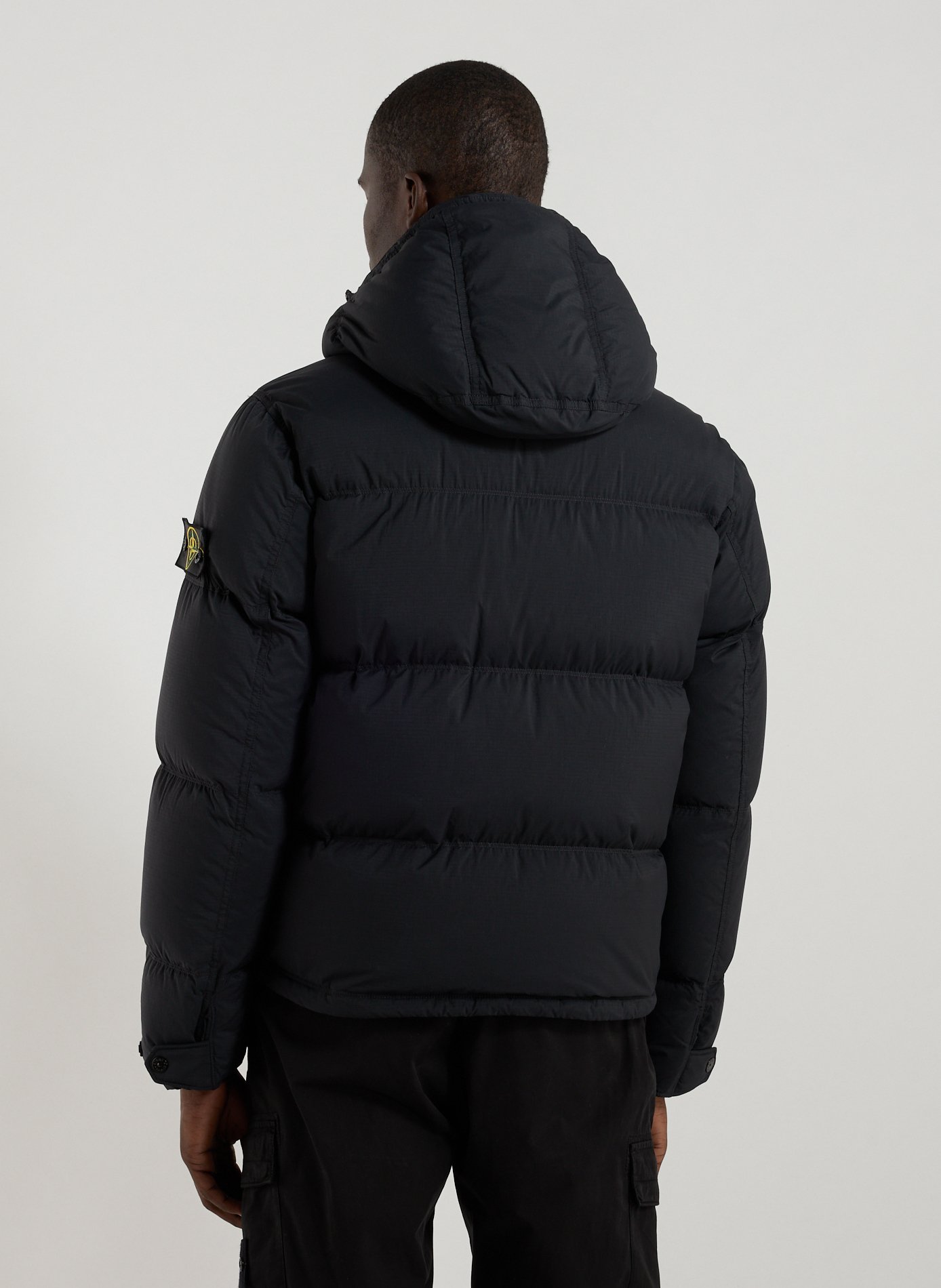 Hooded down jacket STONE ISLAND Black