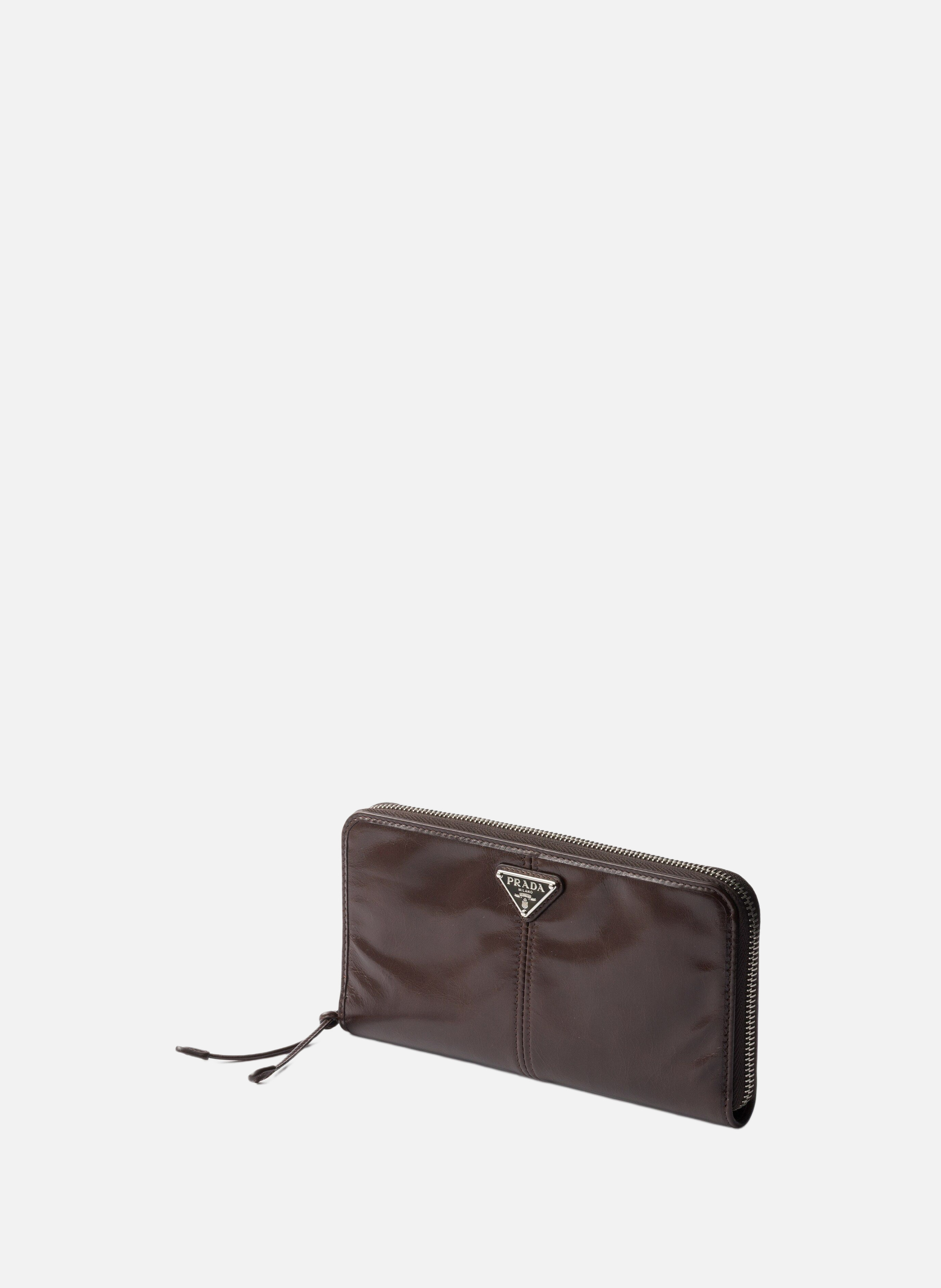 Portefeuille en cuir PRADA Marron