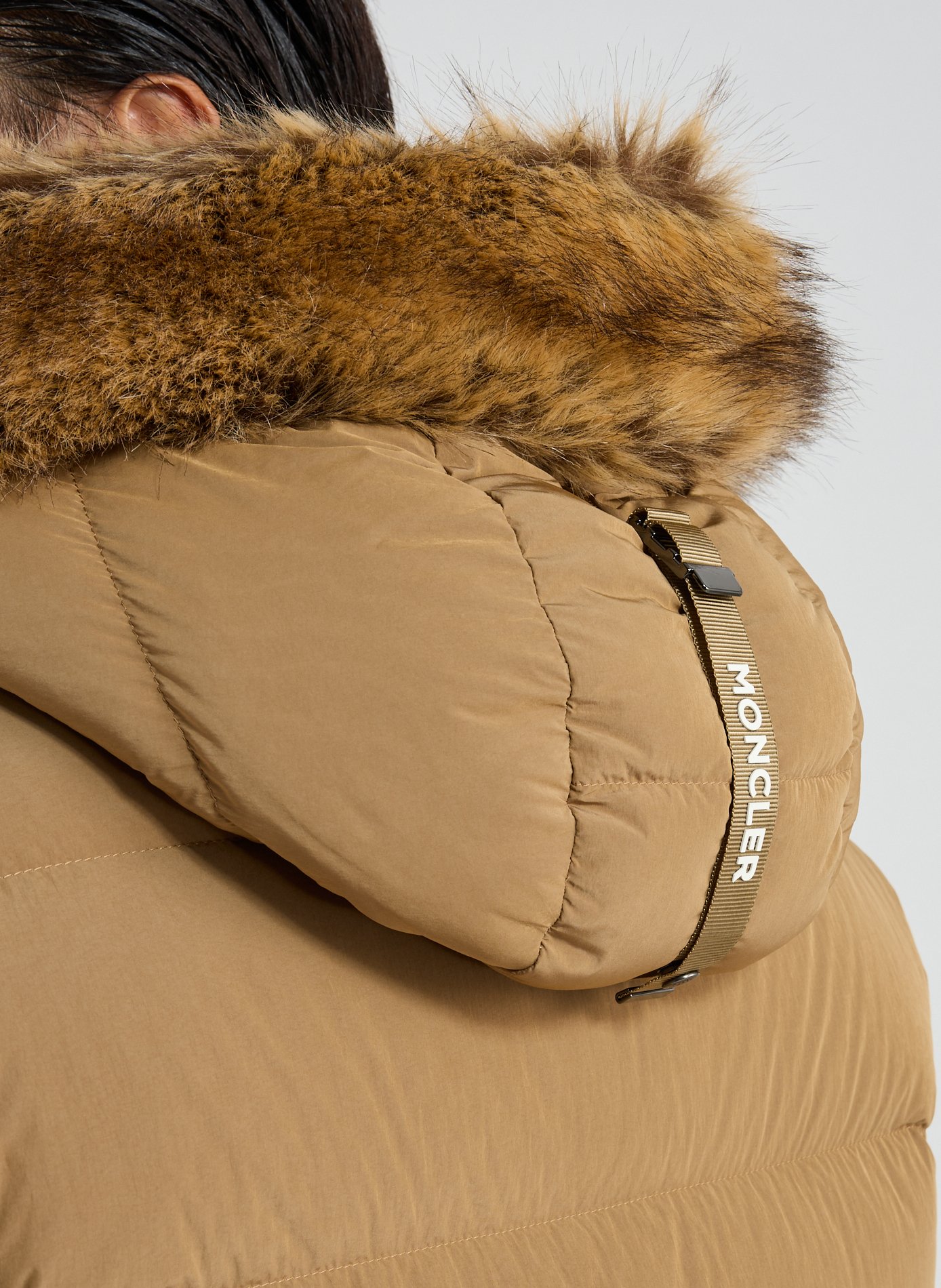 Hooded down jacket MONCLER Beige