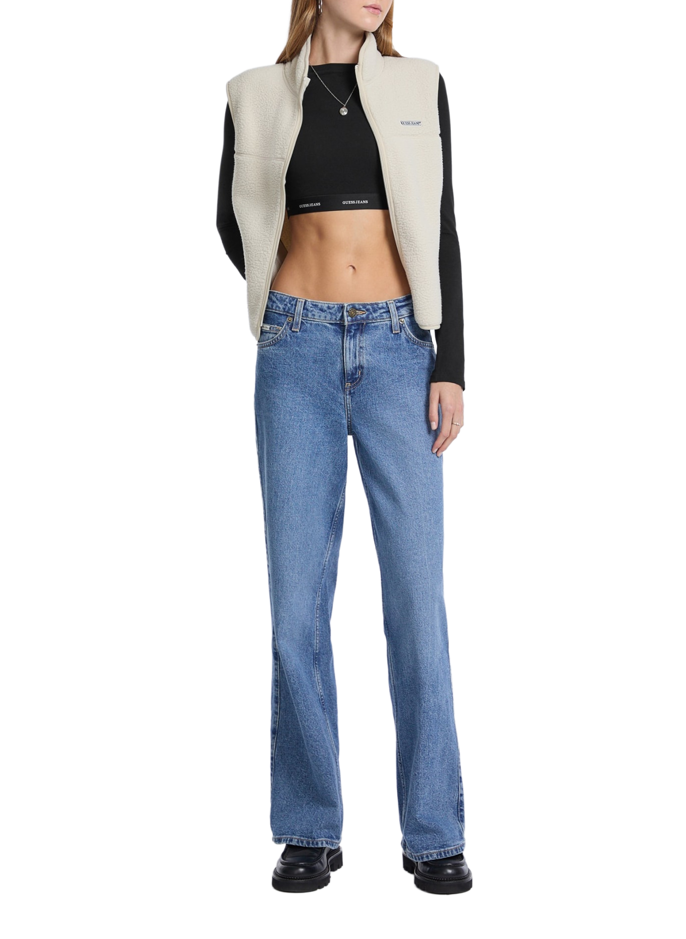 Sleeveless down jacket GUESS Beige