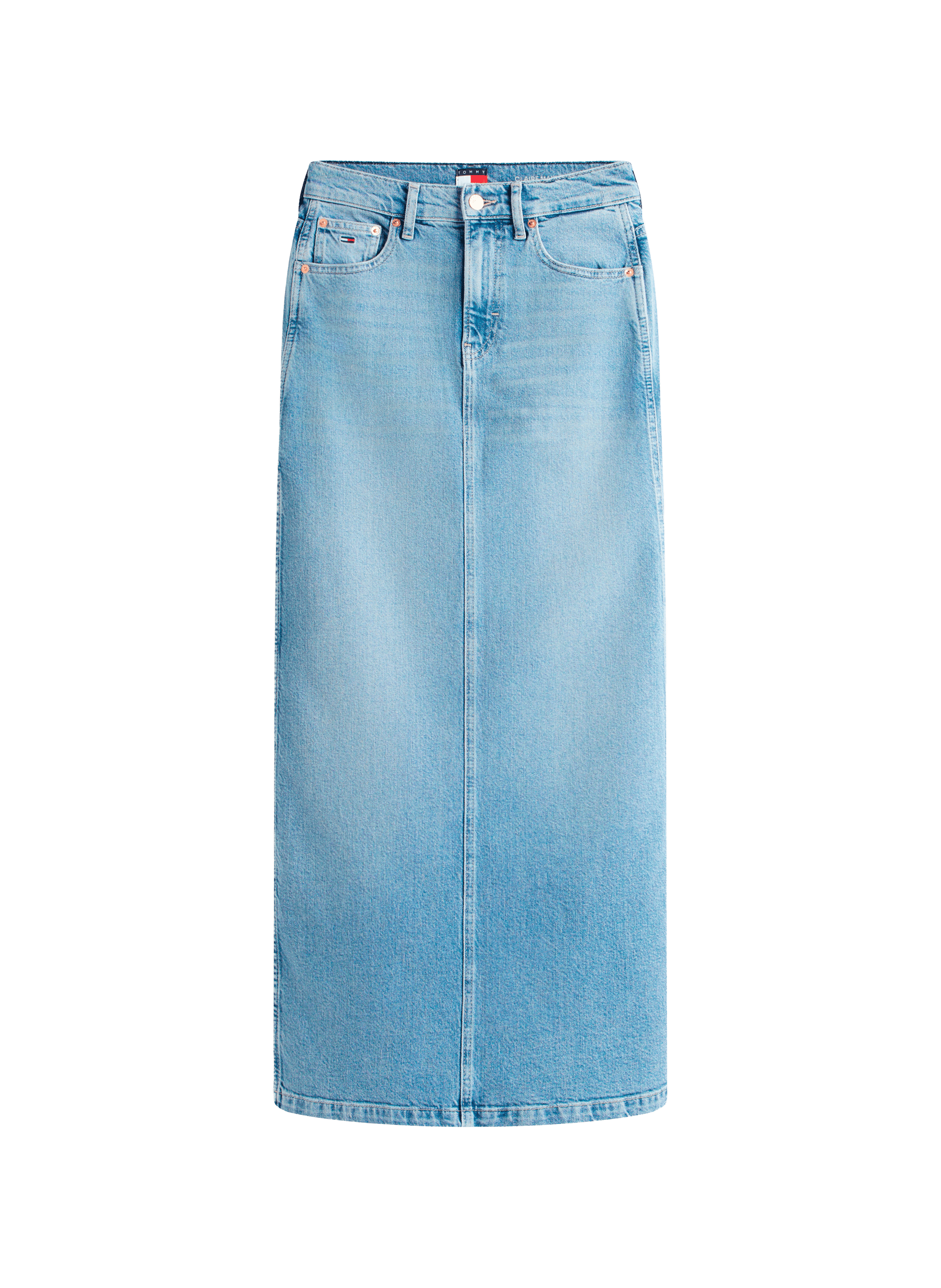 Jupe longe en denim de coton mélangé TOMMY HILFIGER Bleu
