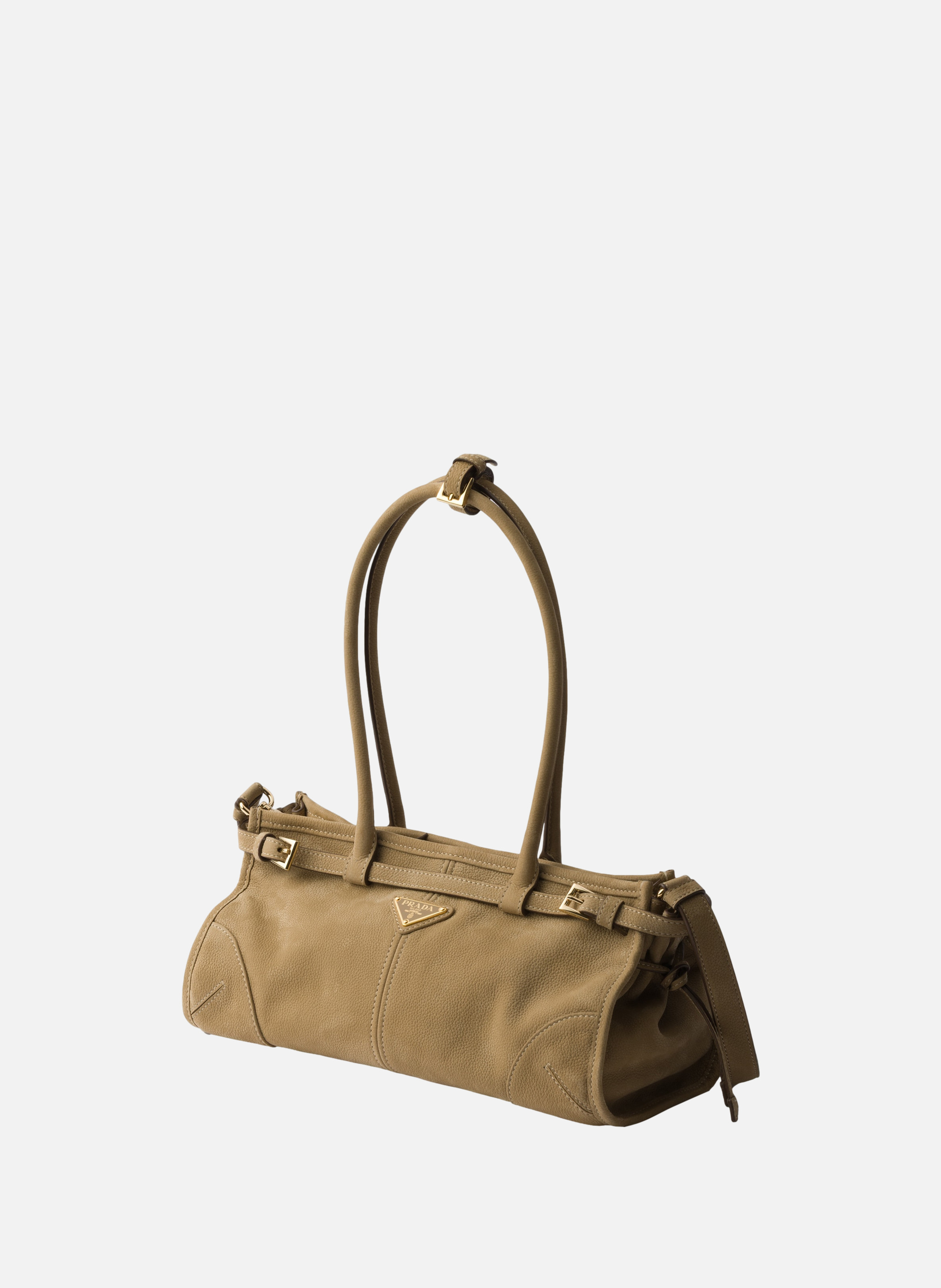 Sac à main prada bonnie en cuir nubuck de taille m PRADA Beige