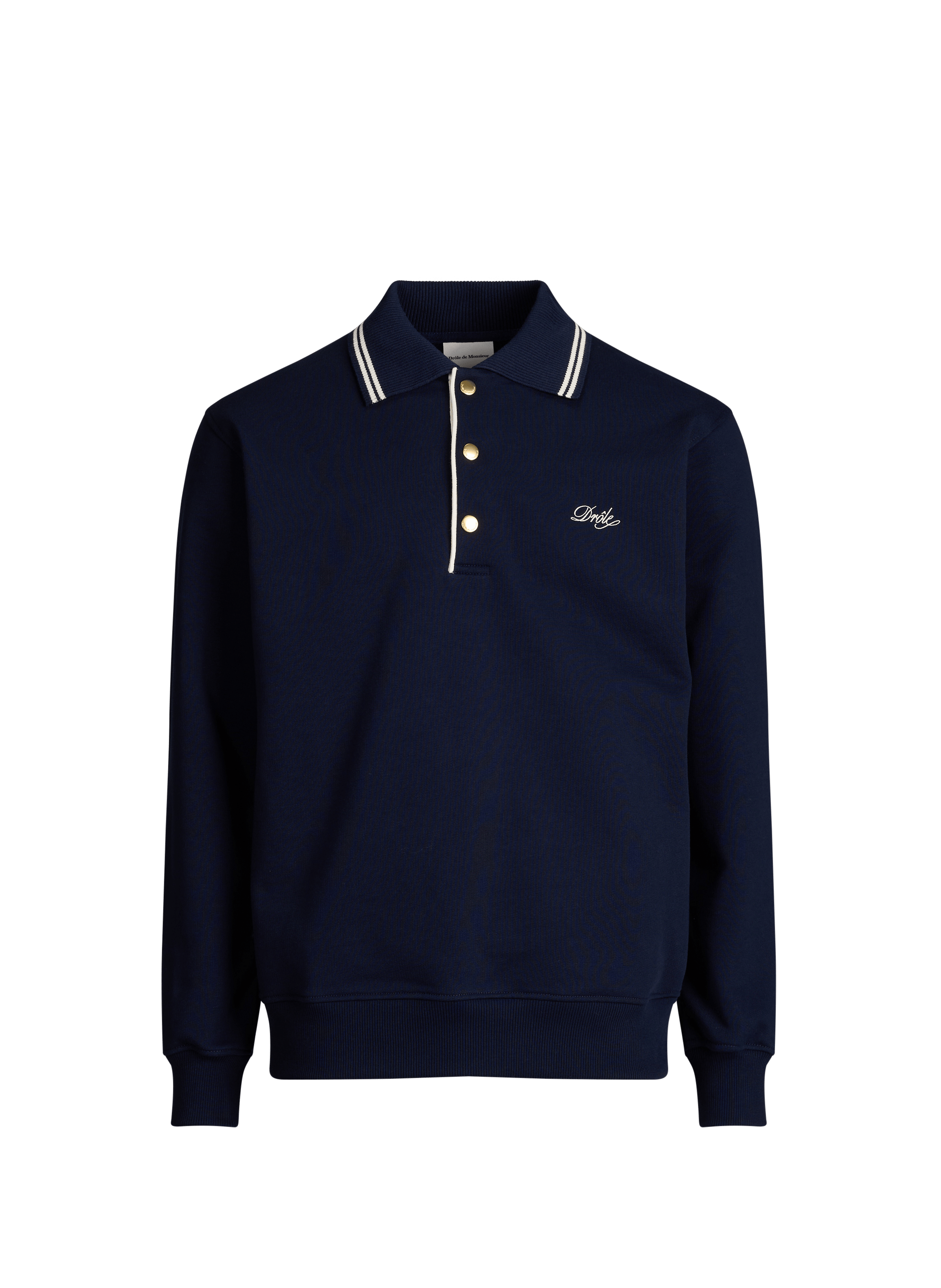 Long-sleeve cotton polo shirt DROLE DE MONSIEUR Blue
