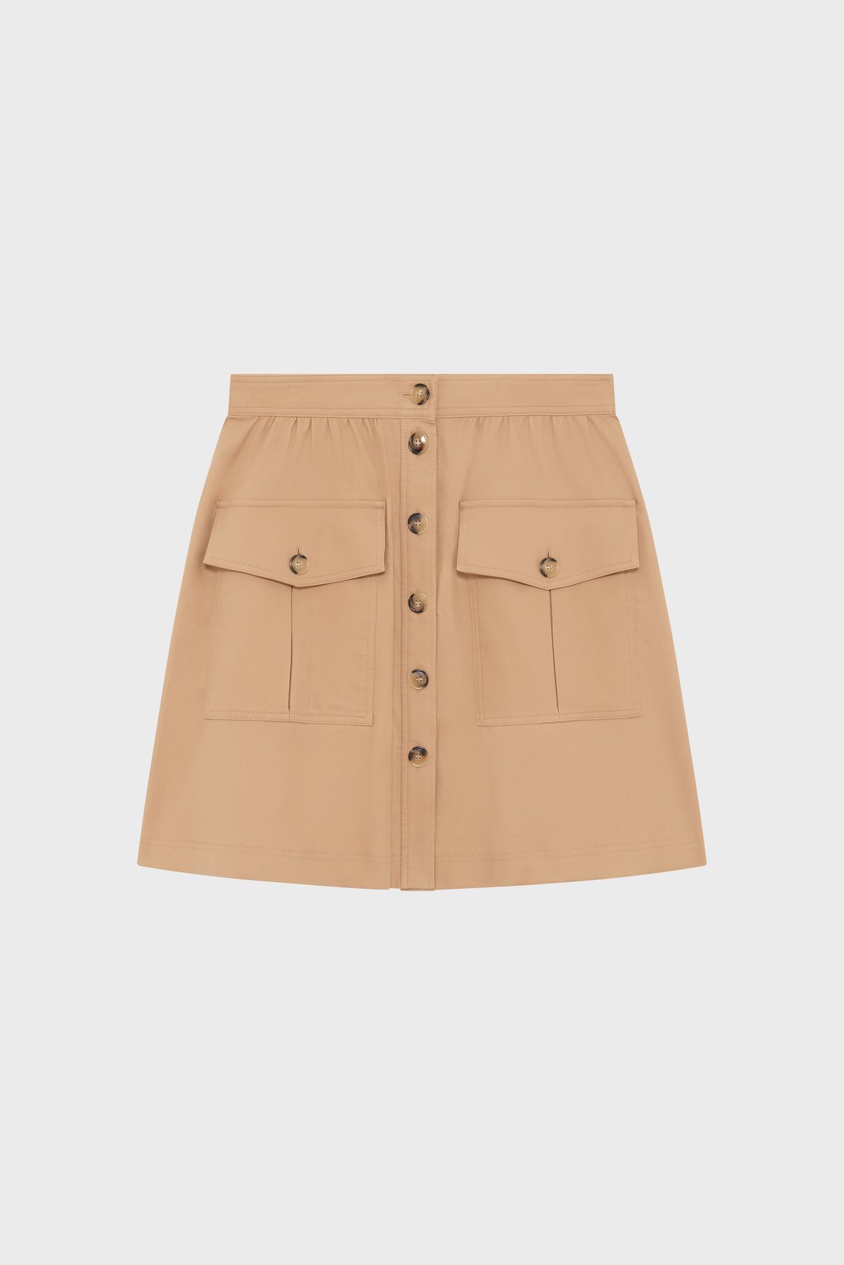 Jupe courte boutonnée en coton - nella PABLO Marron