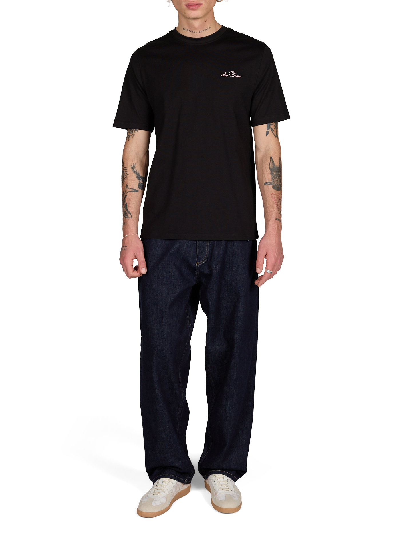 T-shirt brodé Wild Flower en coton LES DEUX Noir