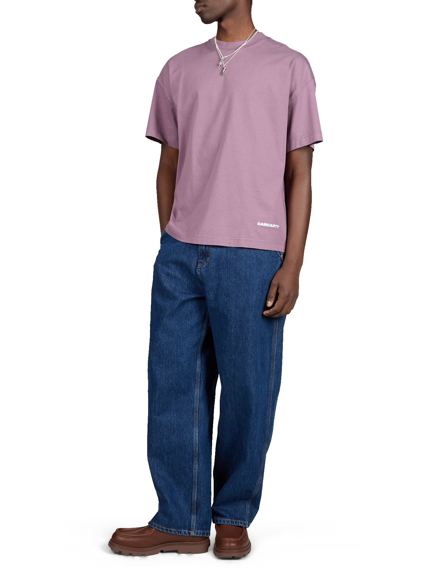 T-shirt embroidered with brand logo in cotton CARHARTT WIP Pink