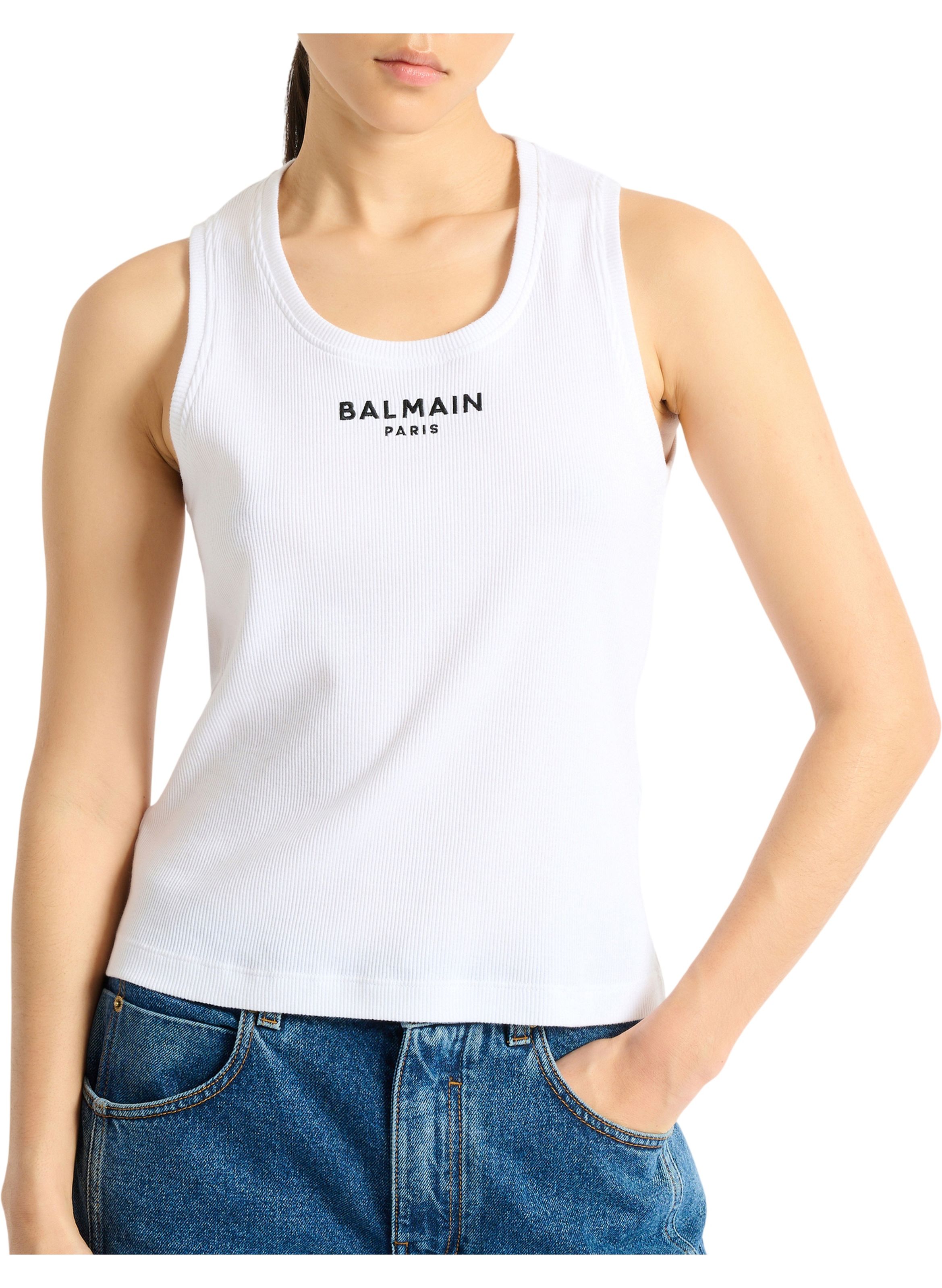 Débardeur brodé balmain paris BALMAIN Blanc