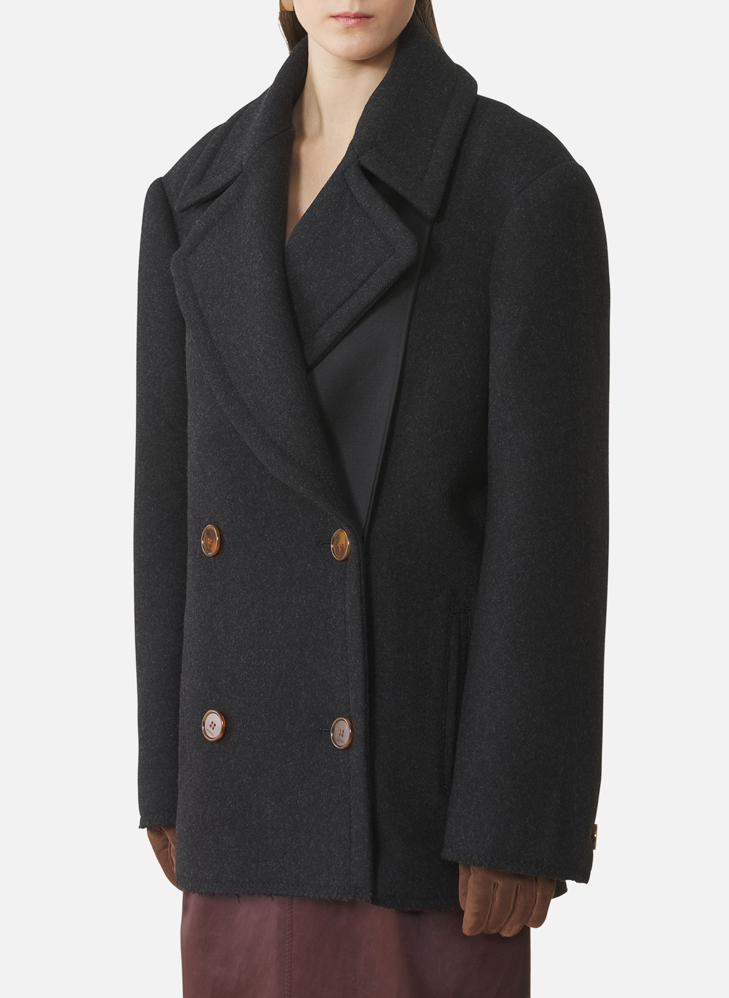 Caban court en laine LANVIN Noir