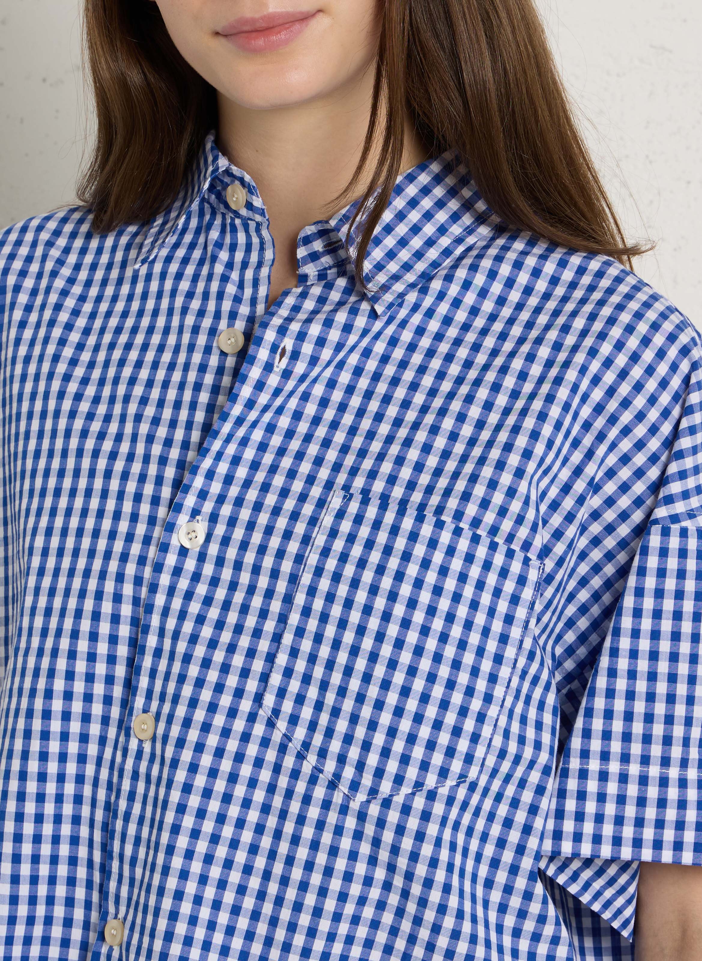 Chemise courte ample à carreaux ekirow AMERICAN VINTAGE Bleu