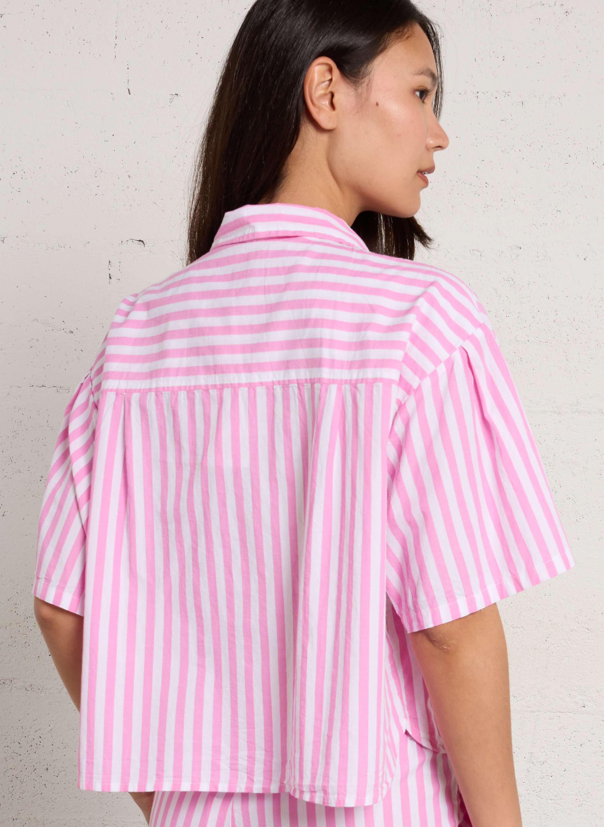 Chemise manches courtes rayée vextown AMERICAN VINTAGE Rose