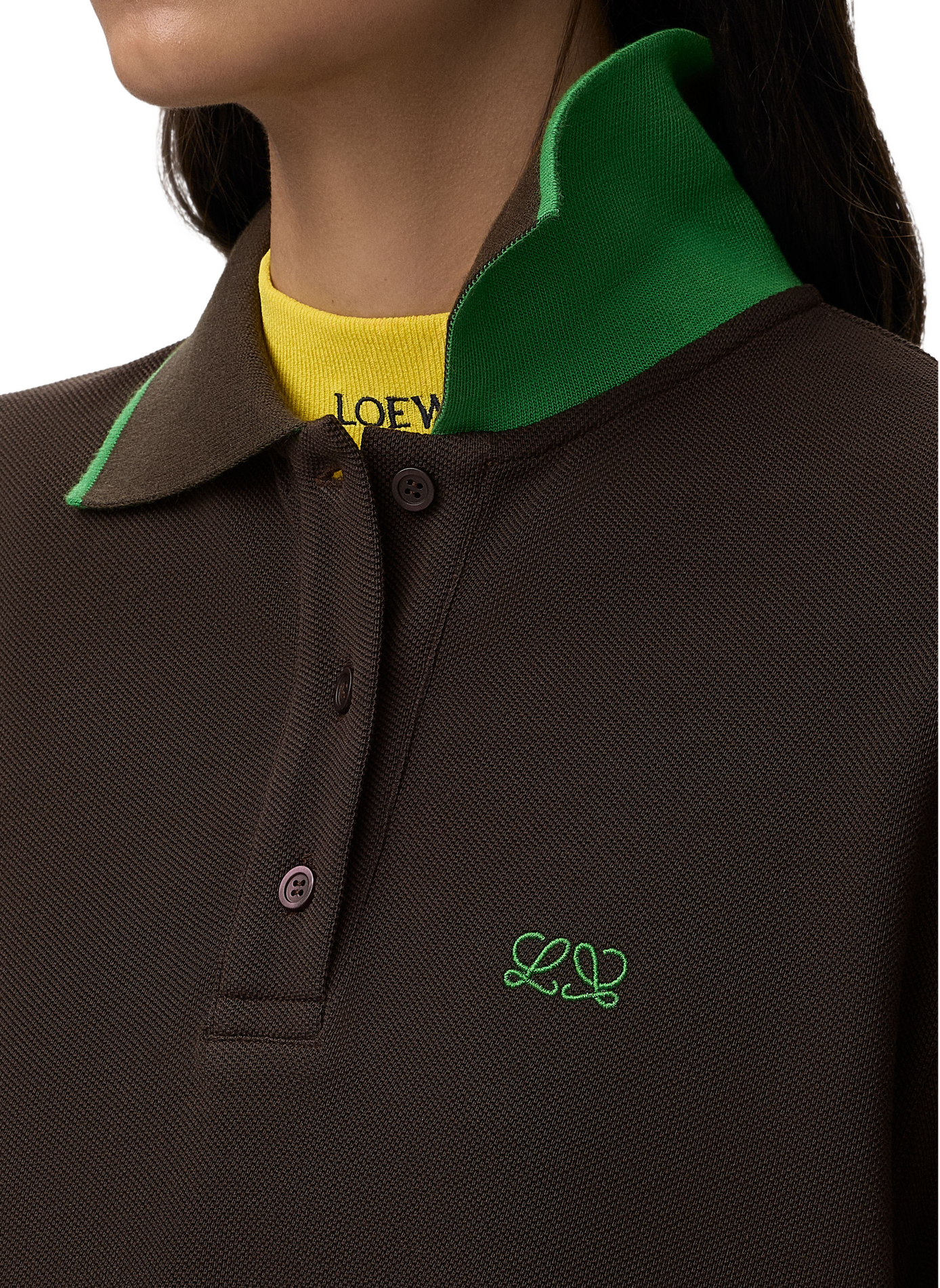 A-line cotton polo LOEWE Brown
