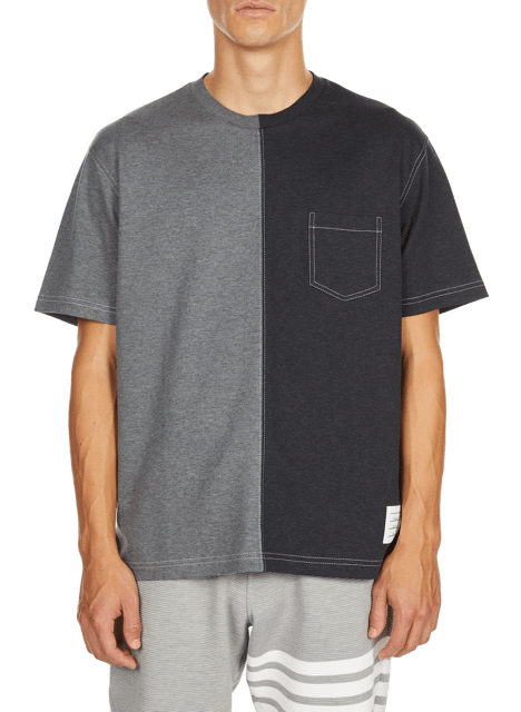 Baumwoll-T-Shirt THOM BROWNE Blau