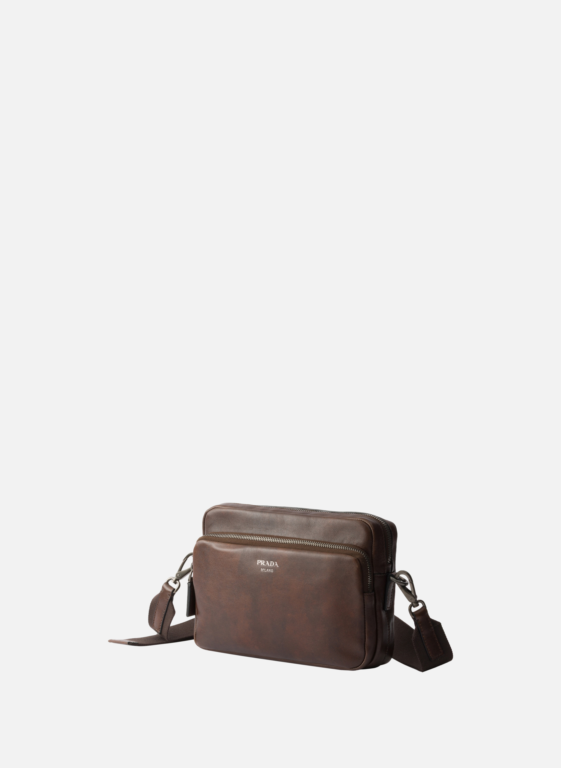 Sac à bandoulière en cuir PRADA Marron