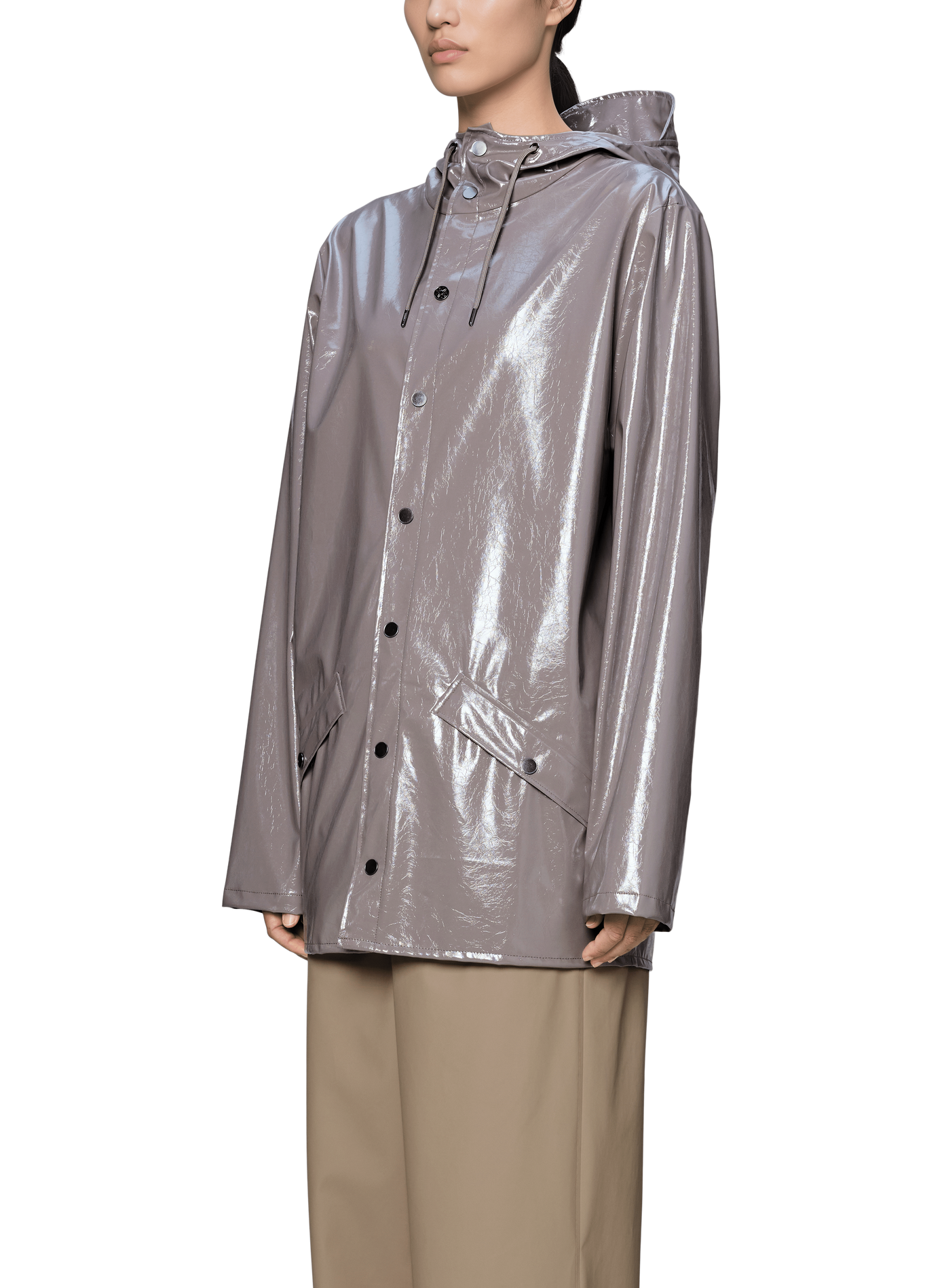 Imperméable droit à capuche RAINS Beige