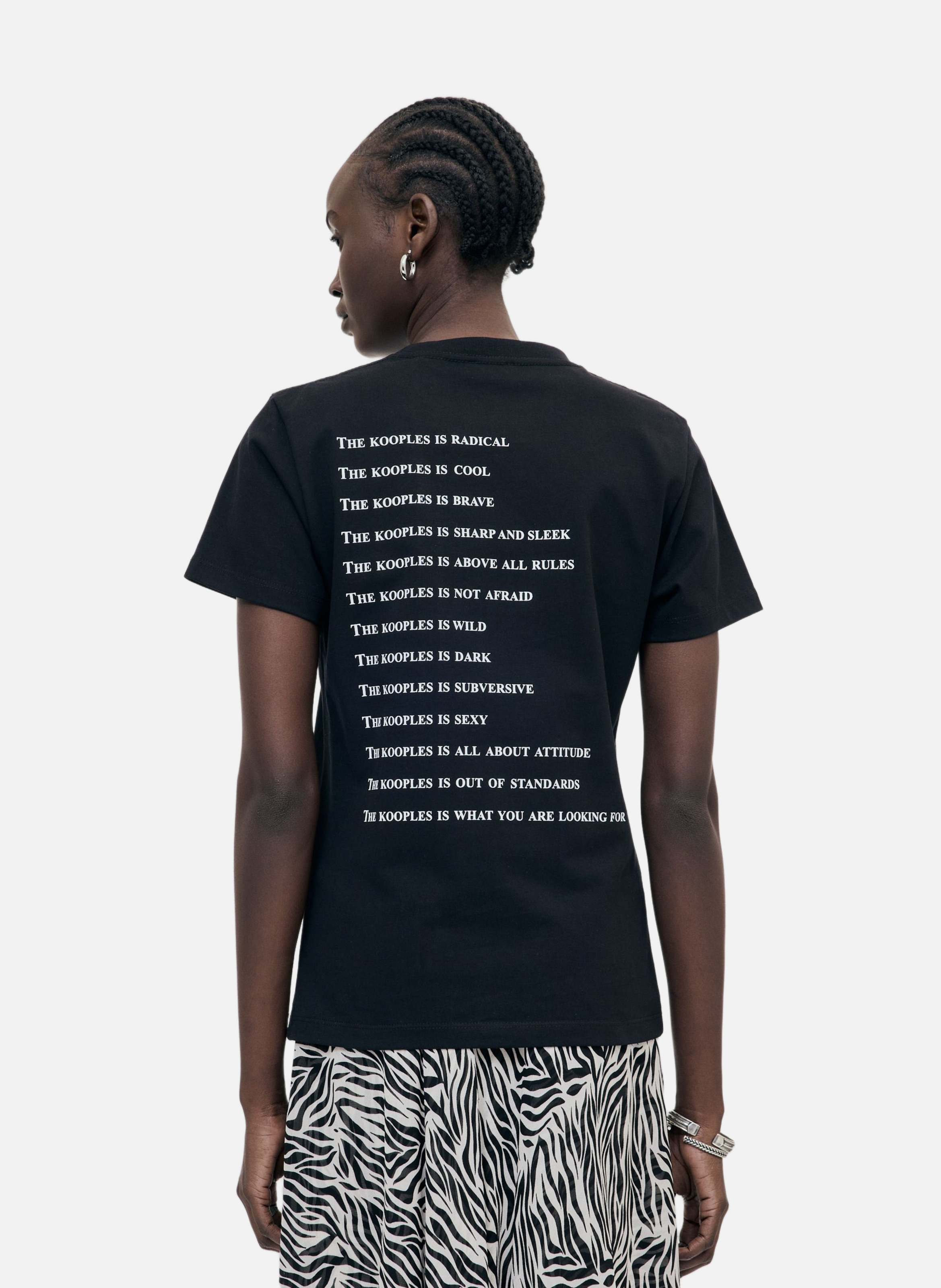 T-shirt en coton what is avec strass THE KOOPLES Noir