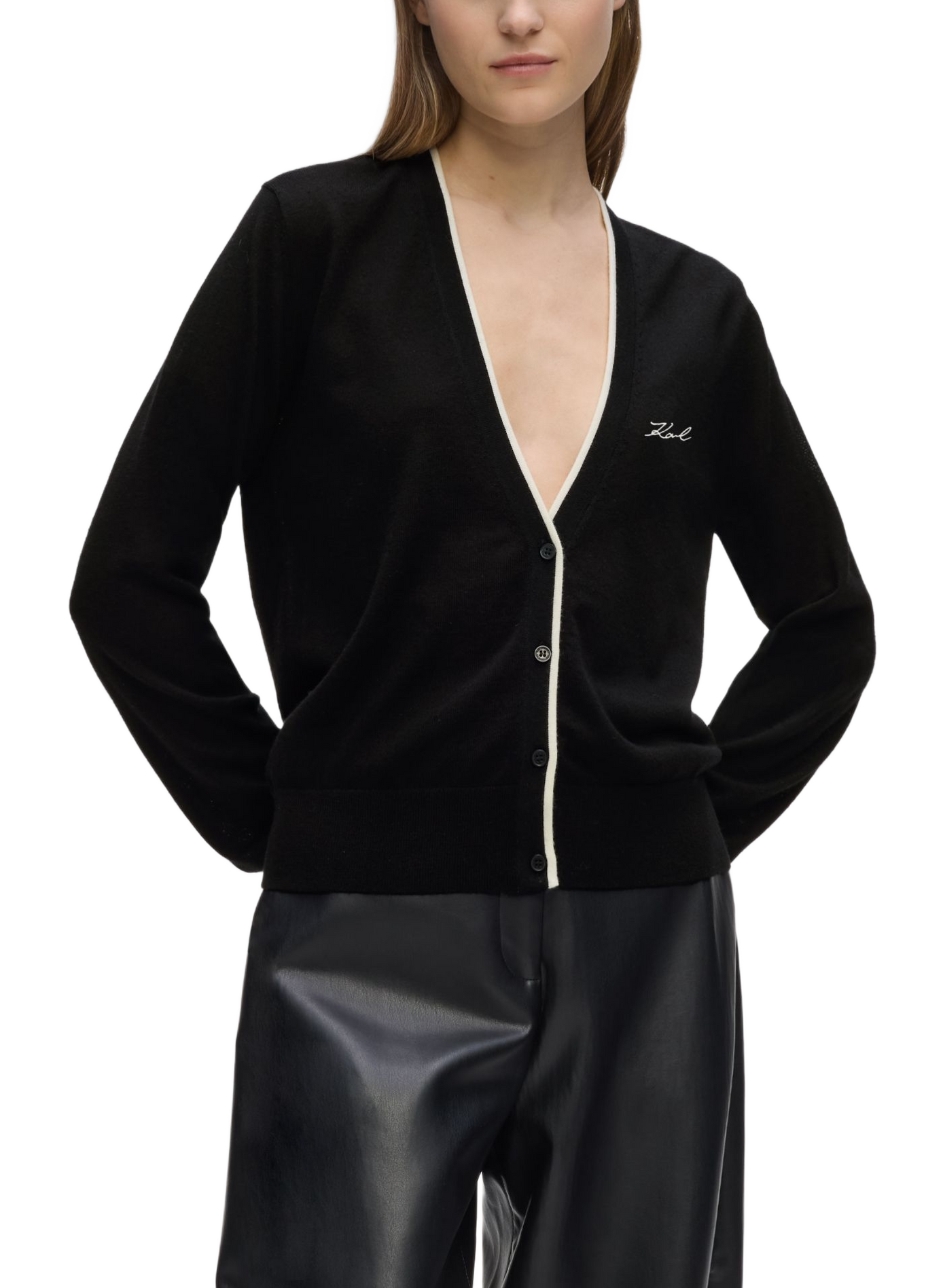 V-neck wool vest KARL LAGERFELD Black