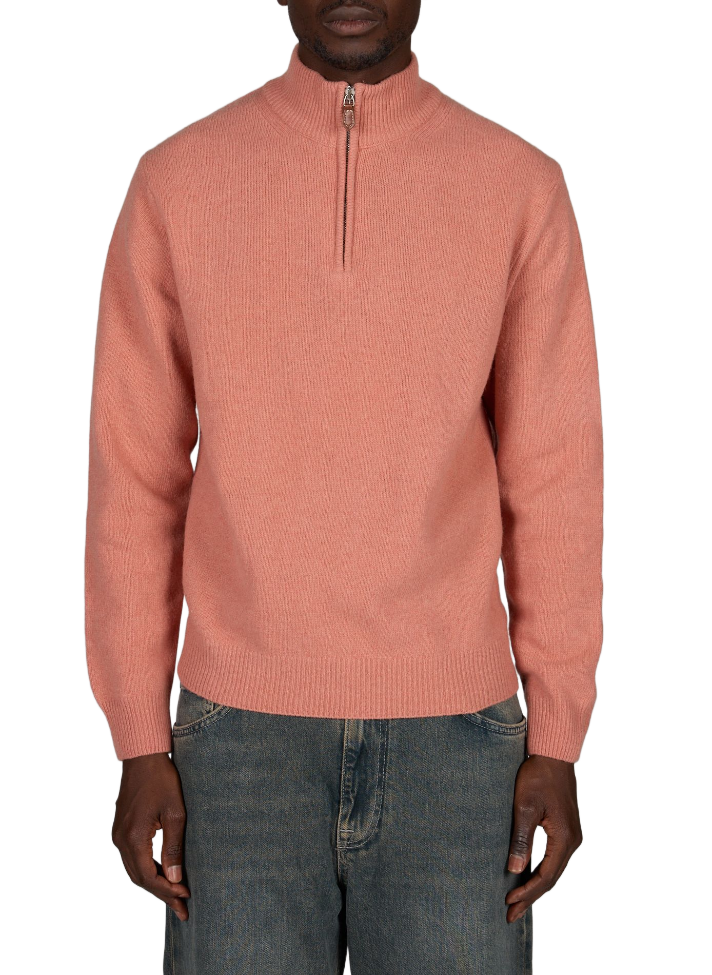 Zippered wool blend sweater. 1789 CALA Pink