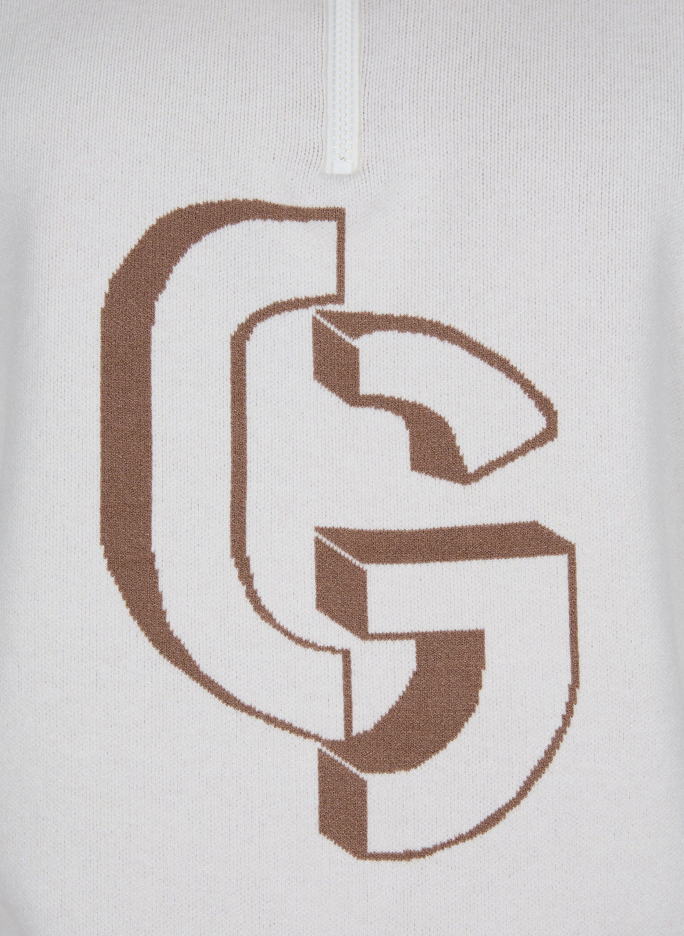 Straight-cut sweater with high collar and zippered pattern. GERTRUDE Beige