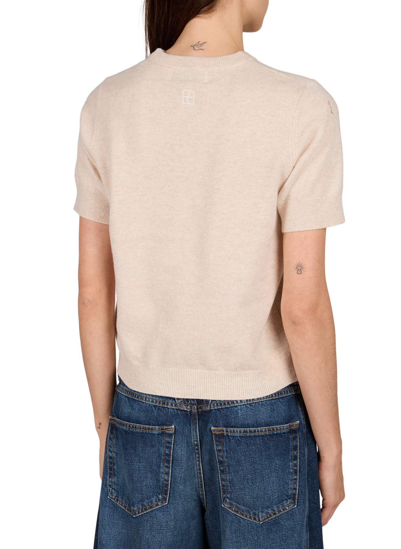 Straight cut round neck wool sweater ROUGE EDIT Beige