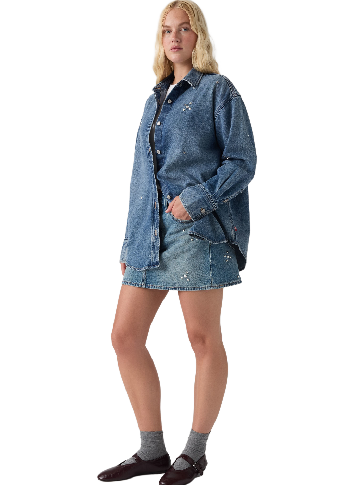 Shirt with classic collar in blended cotton LEVI'S Blue